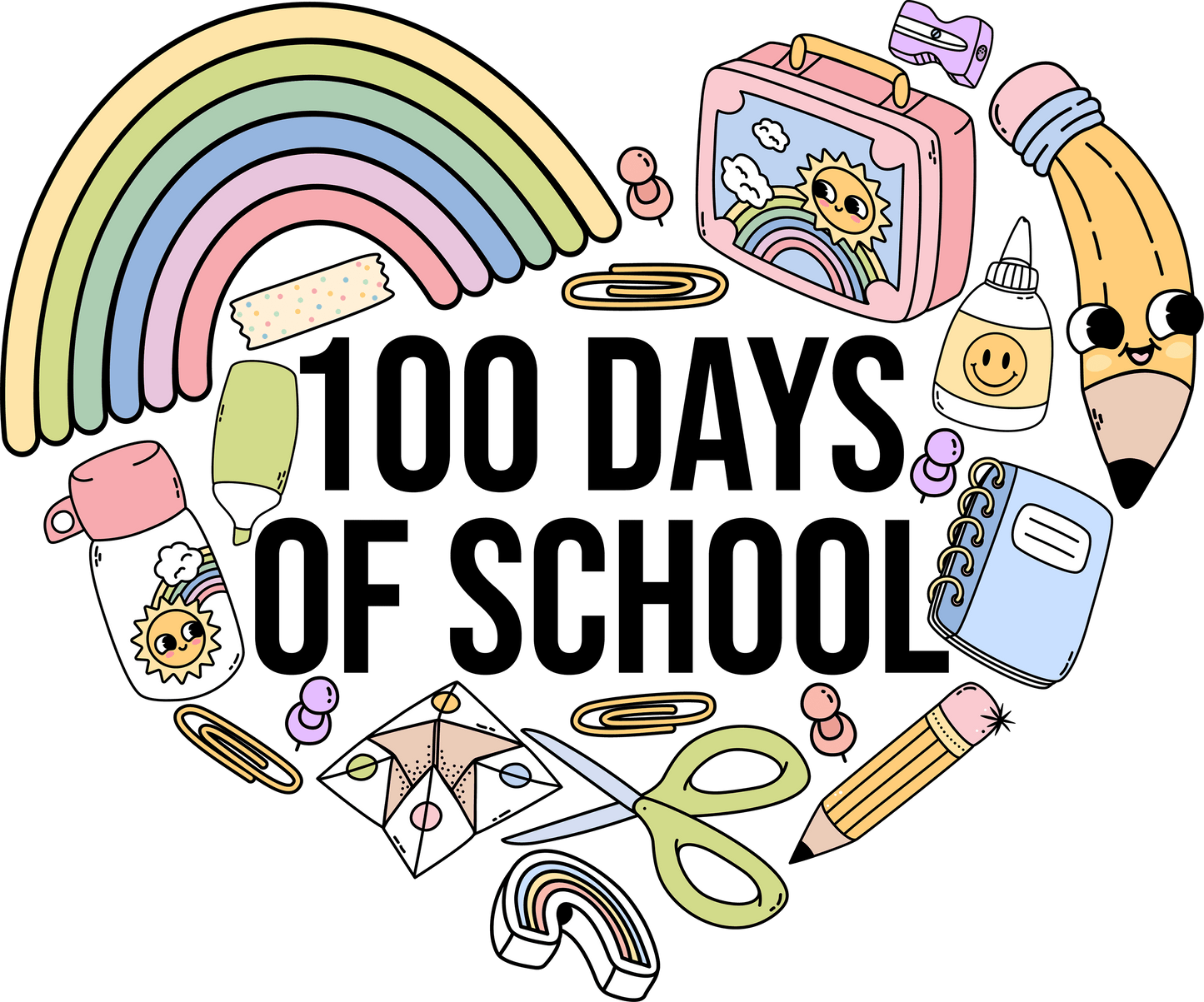 Cute 100 Days Of School Design - DTF Ready To Press - Heat Press Transfer