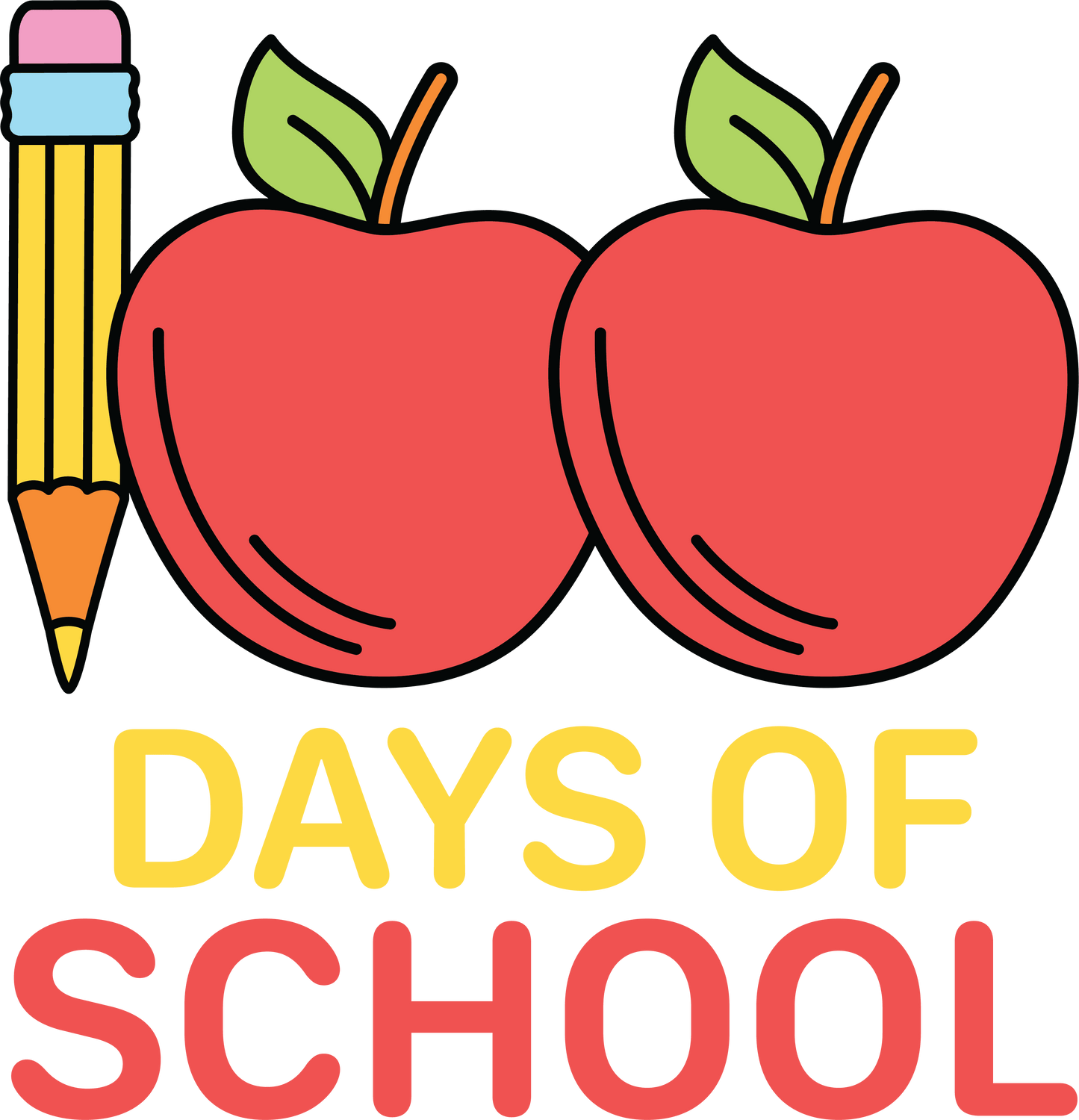 100th Days of School - Apples Teacher Design | Heat Press Transfer - Heat Press Transfer
