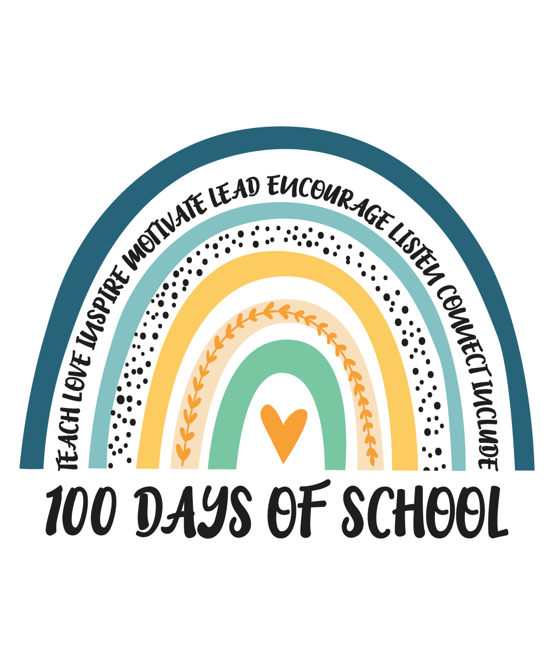 100 Days Of School Design - DTF Ready To Press - Heat Press Transfer