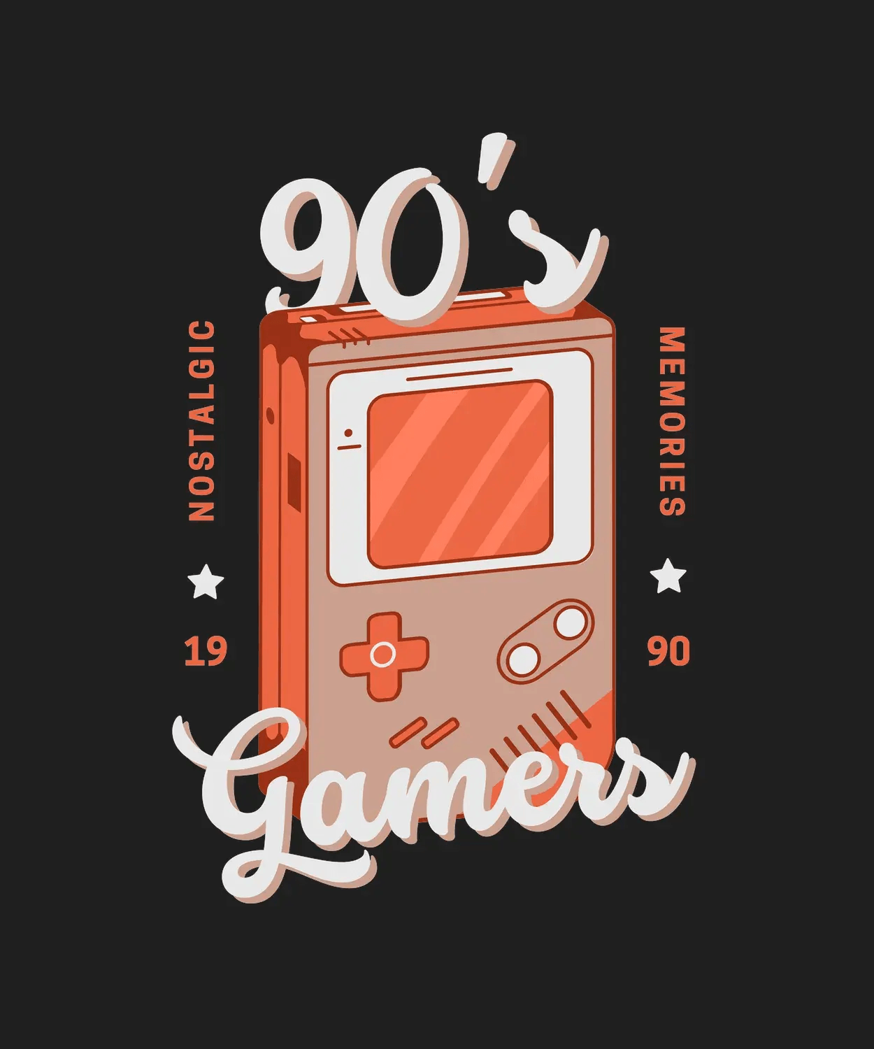 90's Gamers Nostalgia - DTF Ready to Press (black_bg)
