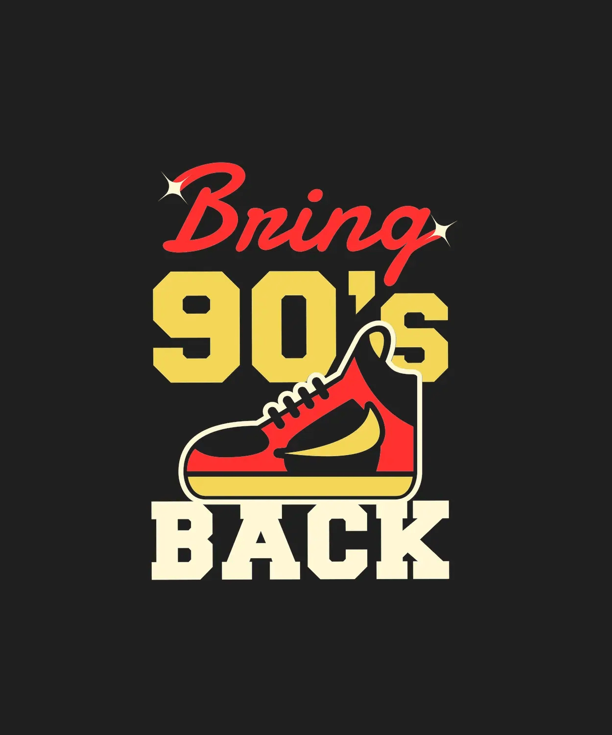 90s Retro Sneaker - DTF Ready to Press (black_bg)