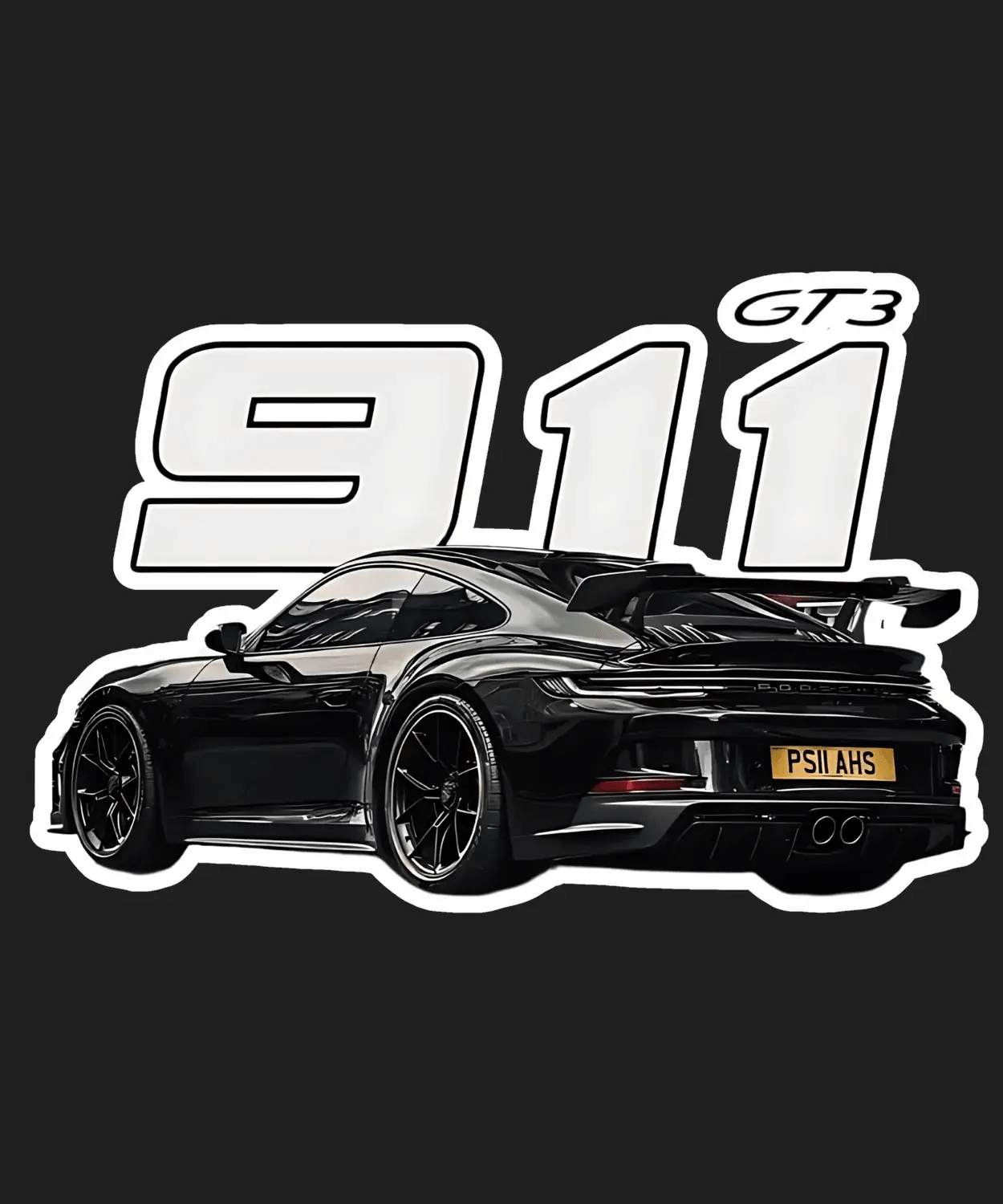 911 GT3 Sports Car - DTF Ready to Press (black_bg)