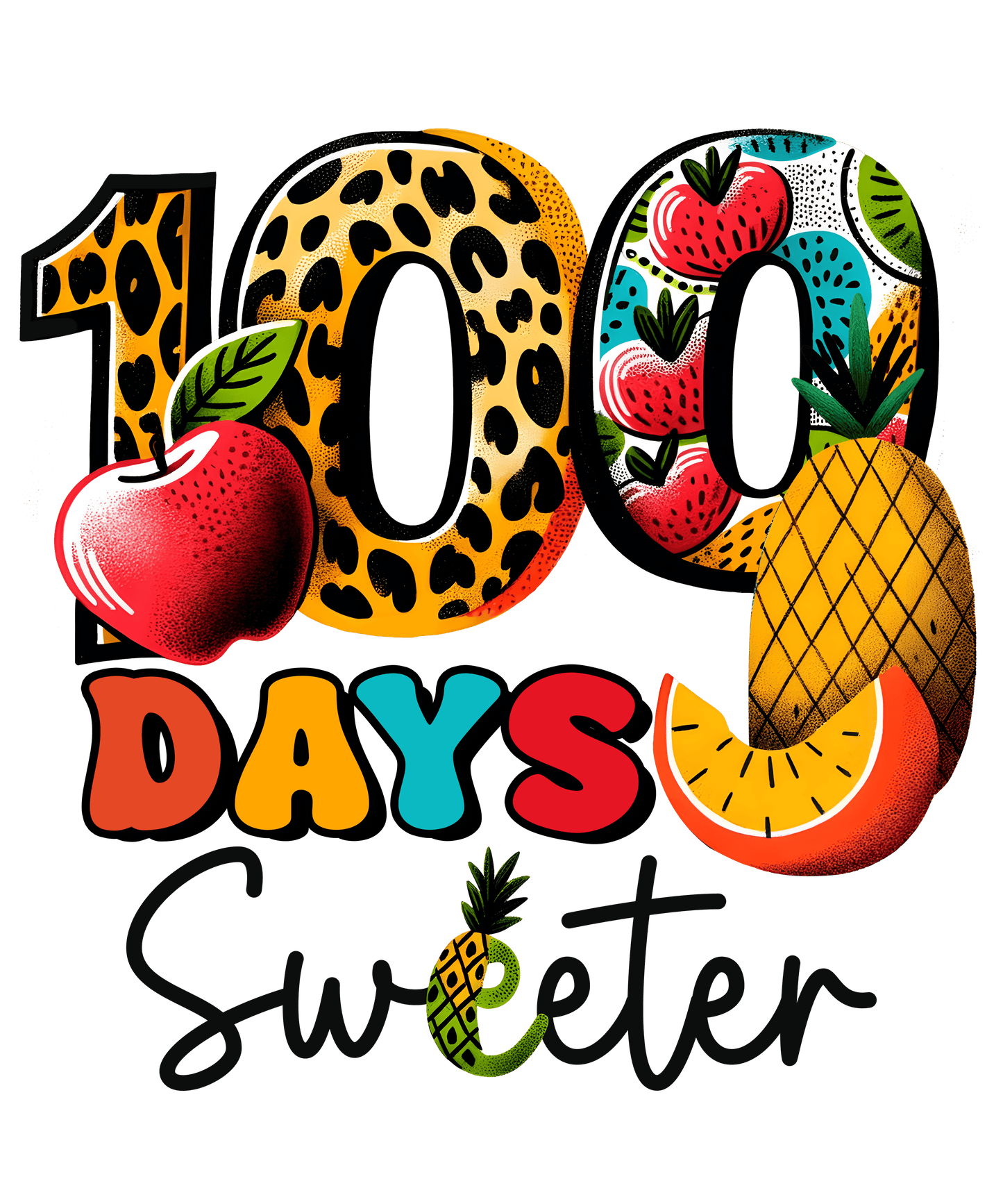 100 Days Sweeter Design - DTF Ready To Press - Heat Press Transfer
