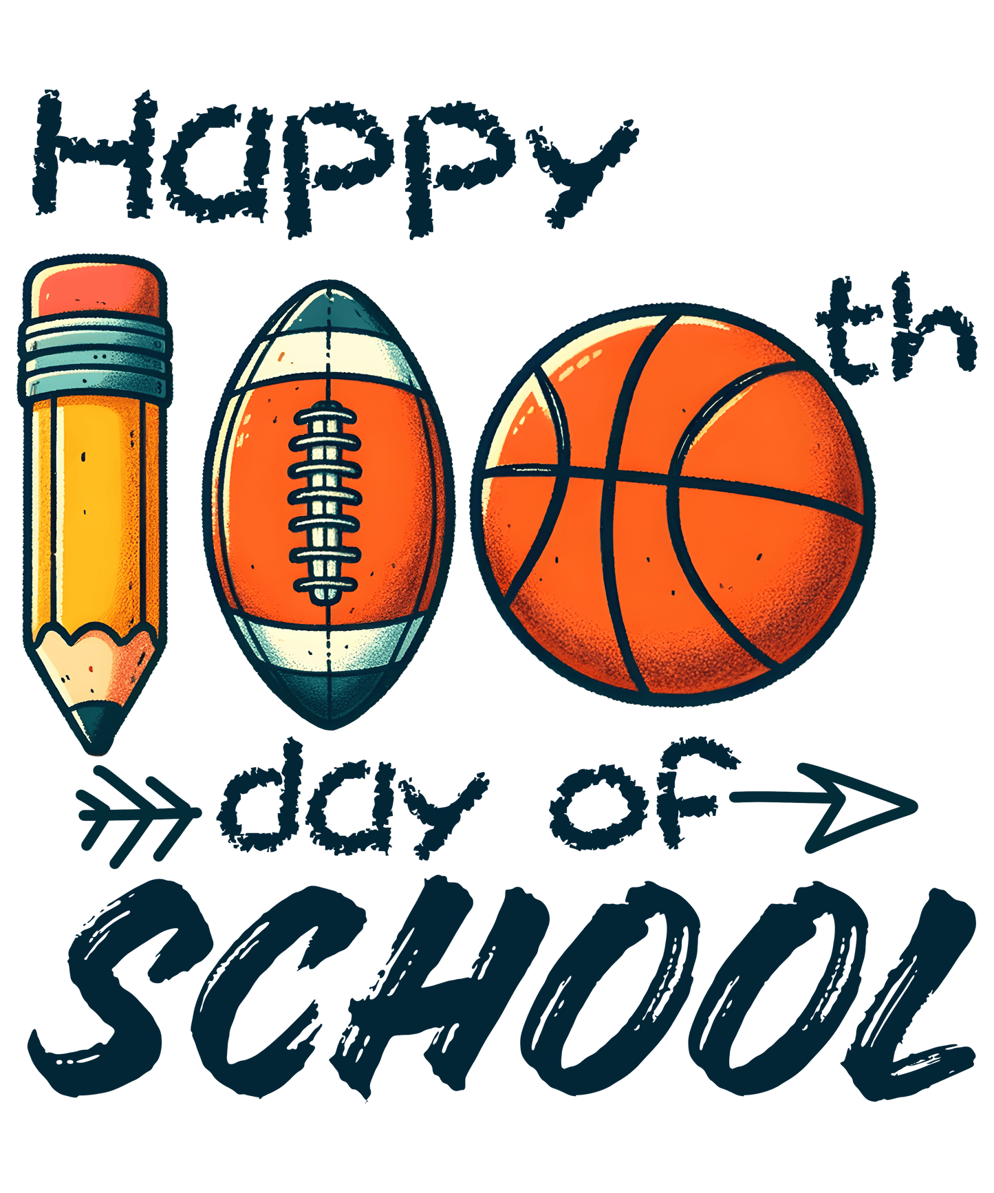 Happy 100th Day of School Basketball Design | Heat Press Transfer - Heat Press Transfer