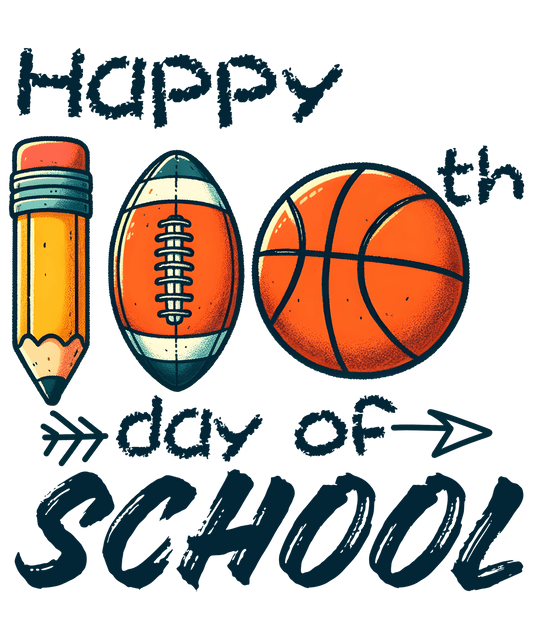 Happy 100th Day of School Basketball Design | Heat Press Transfer - Heat Press Transfer