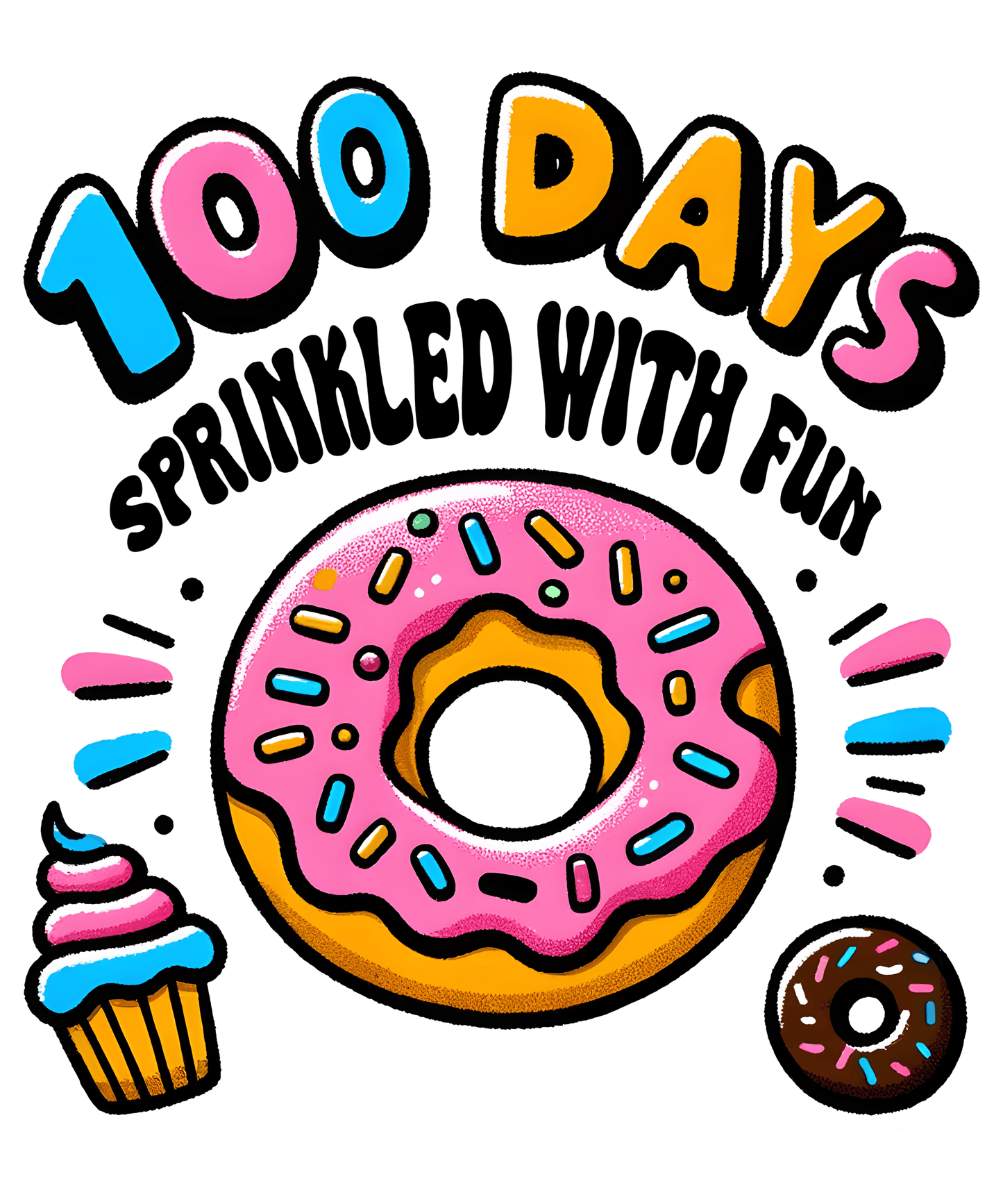 100 Days Sprinkled - Fun Donut Teacher Design | Heat Press Transfer - Heat Press Transfer