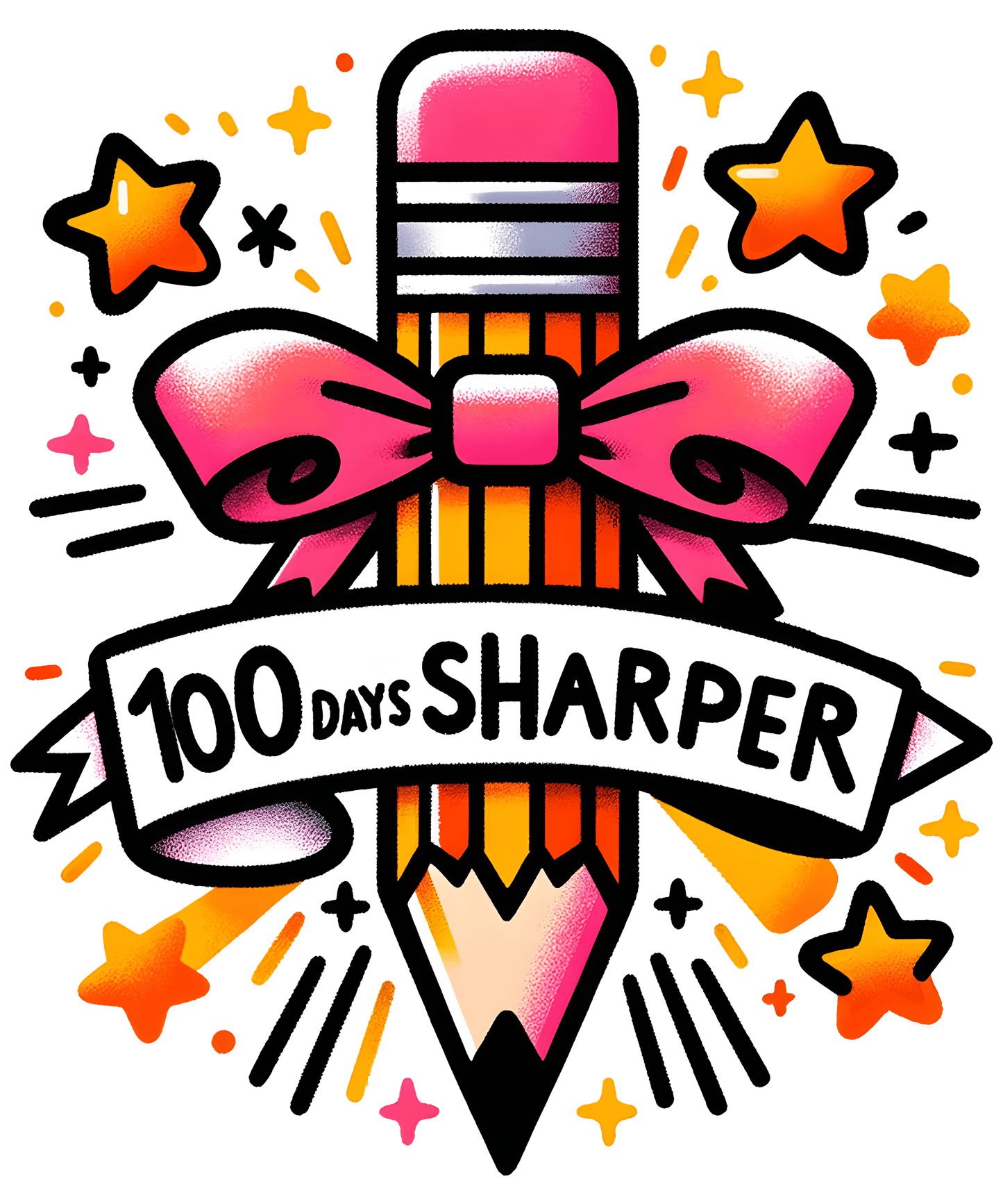100 Days Sharper Teacher Design - DTF Ready To Press - Heat Press Transfer