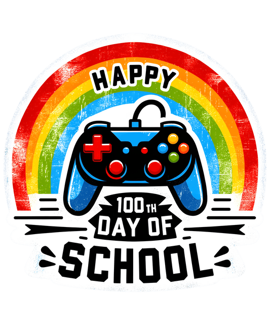 Happy 100th Day of School Rainbow - DTF Ready | Heat Press Transfer - Heat Press Transfer