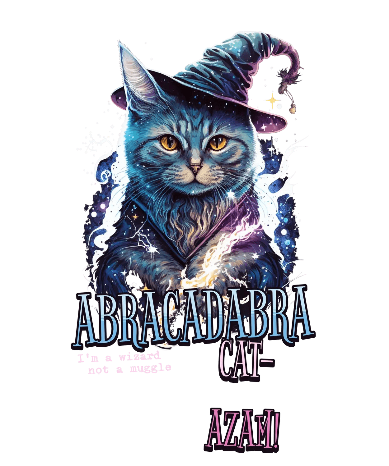 Abracadabra Wizard Cat - DTF Ready to Press - Heat Press Transfer