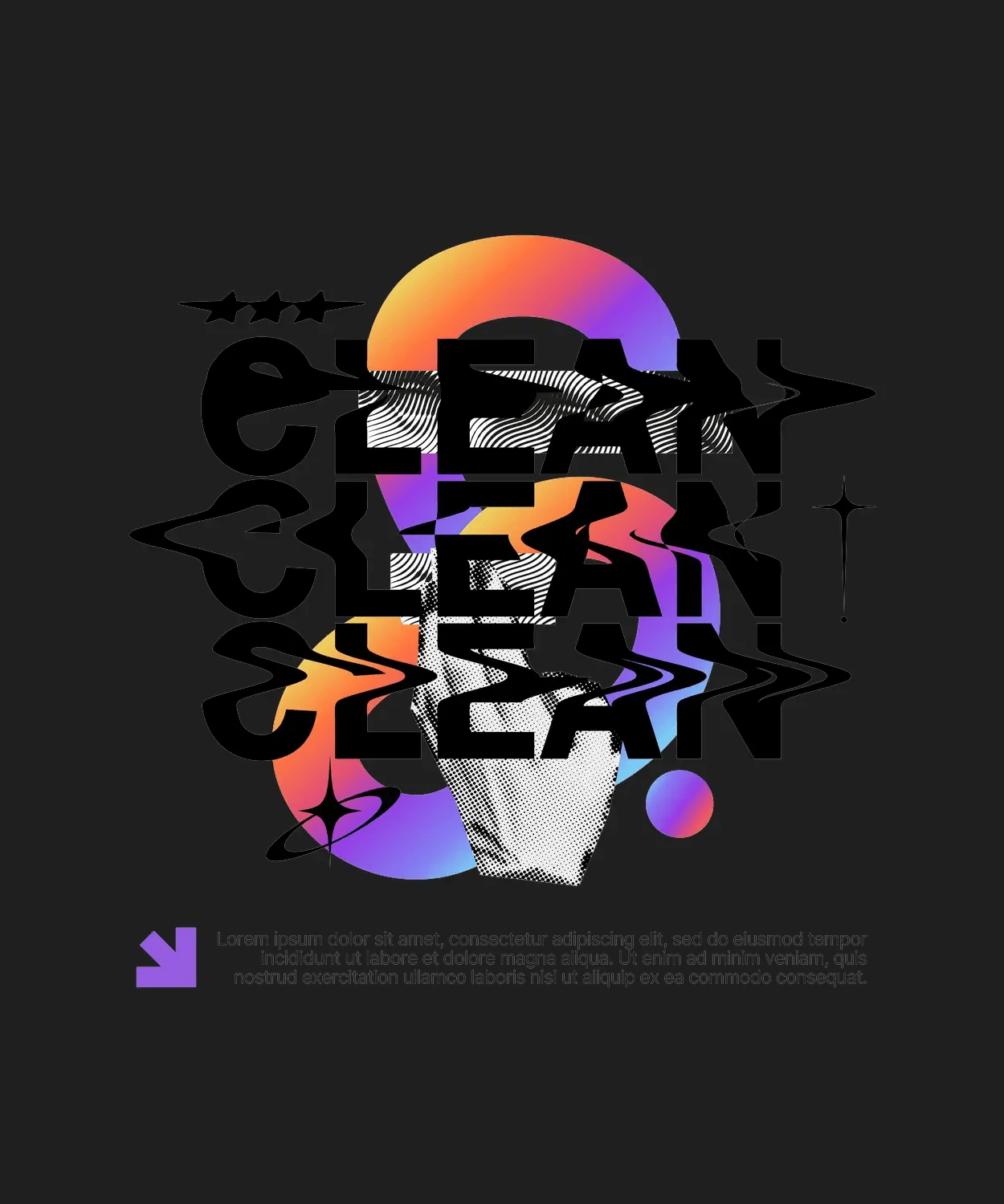 Abstract Portrait - DTF Ready to Press (black_bg)