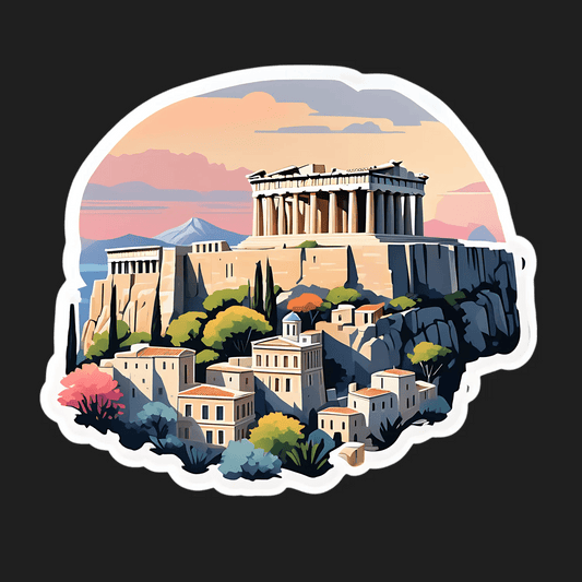 Acropolis Sunset - Greek Sticker - Heat Press Transfer