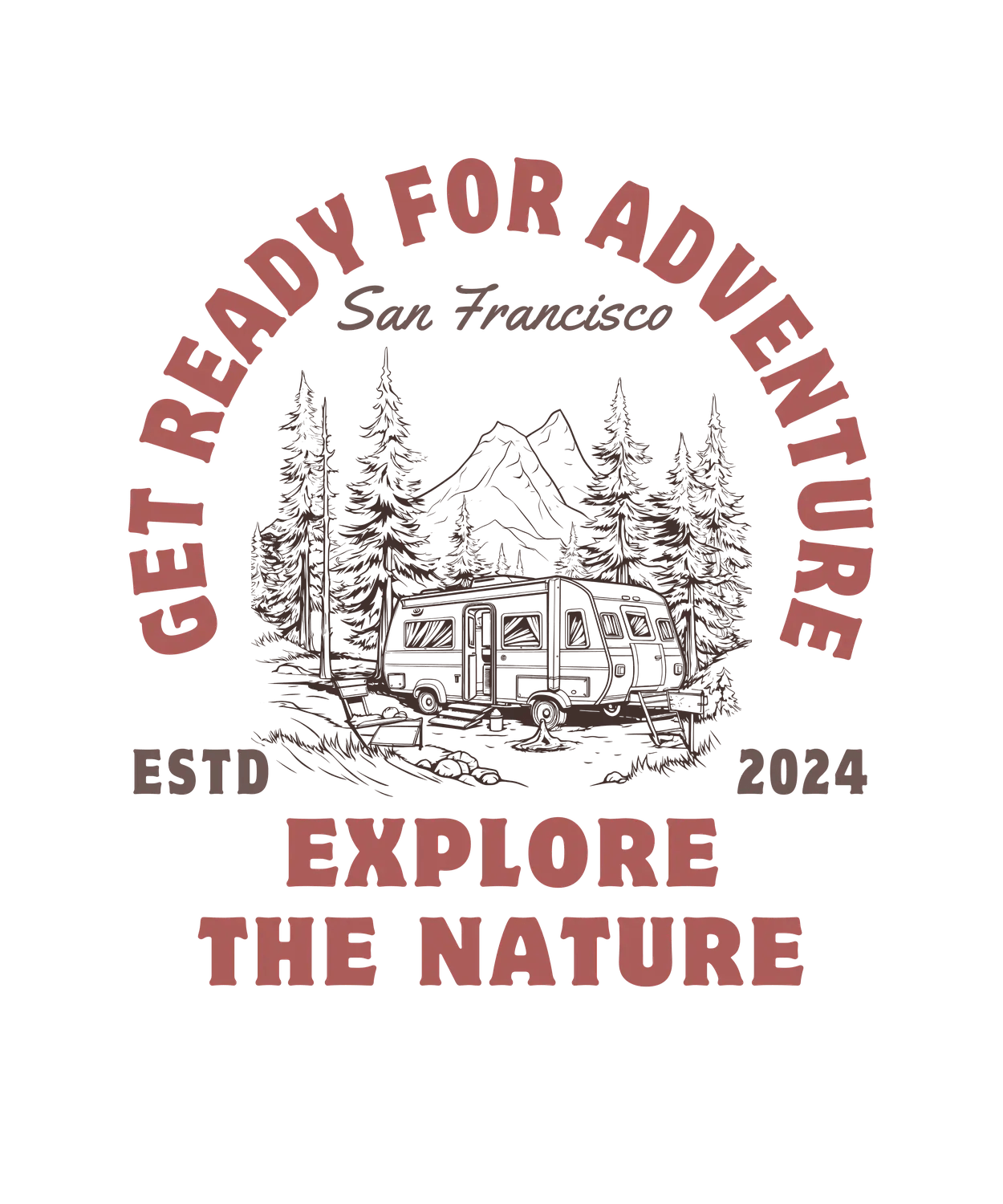 Adventure Camping - DTF Ready to Press - Heat Press Transfer