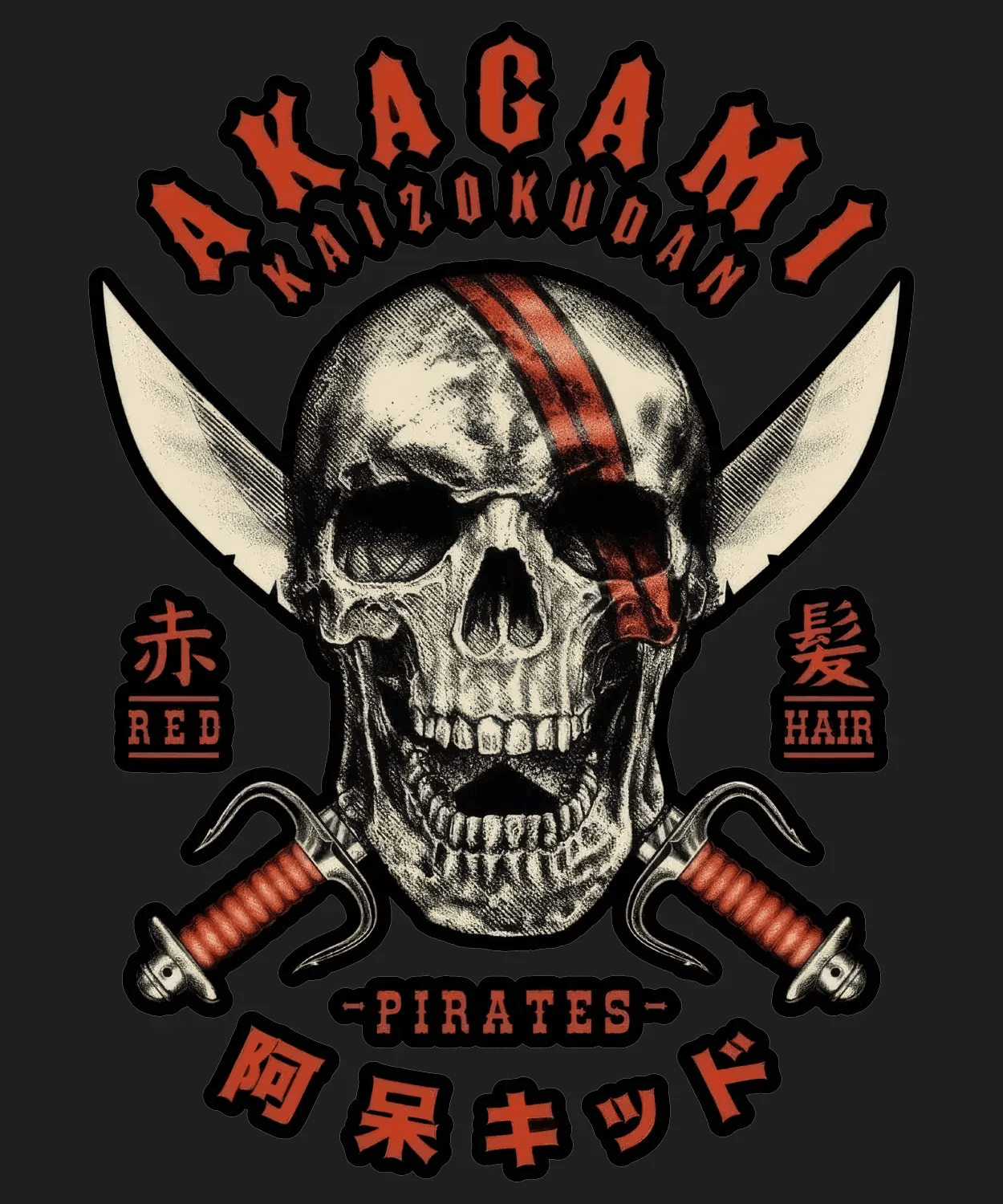 Akagami Pirates Skull - DTF Ready to Press - Heat Press Transfer