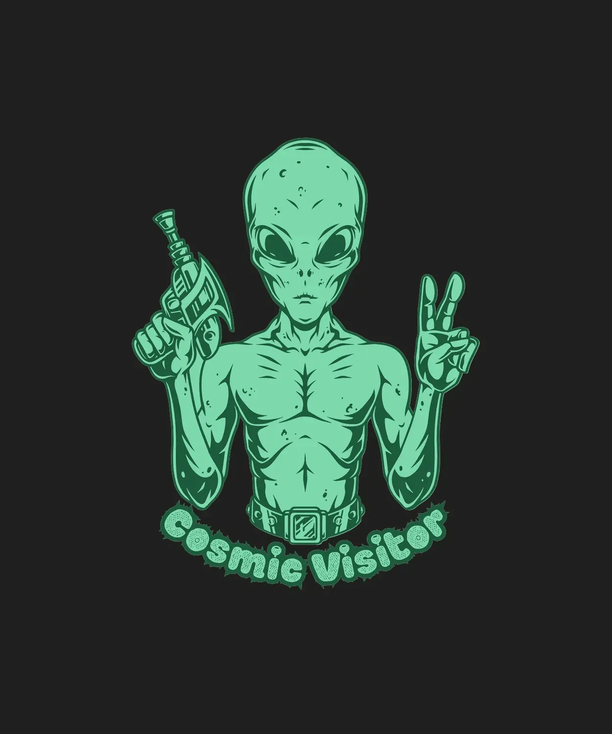 Alien Peace Design - DTF Ready to Press (black_bg)