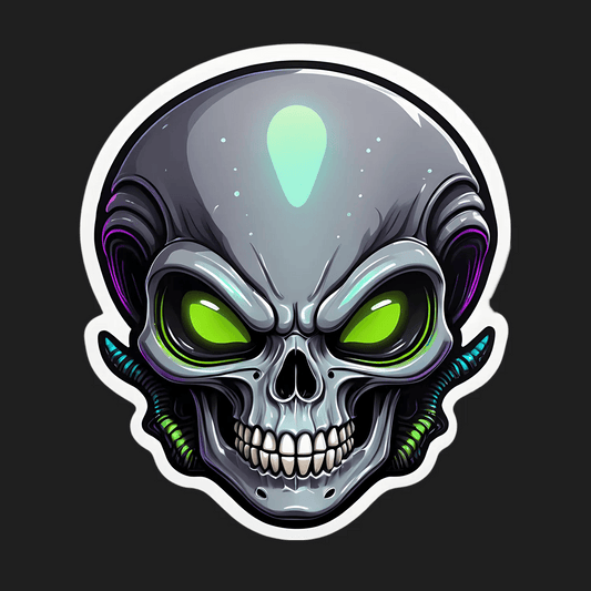 Alien Skull Glow - UV DTF Sticker - Heat Press Transfer