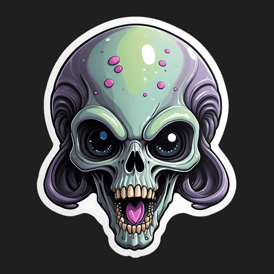 Alien Skull Sticker - Colorful UV DTF - Heat Press Transfer