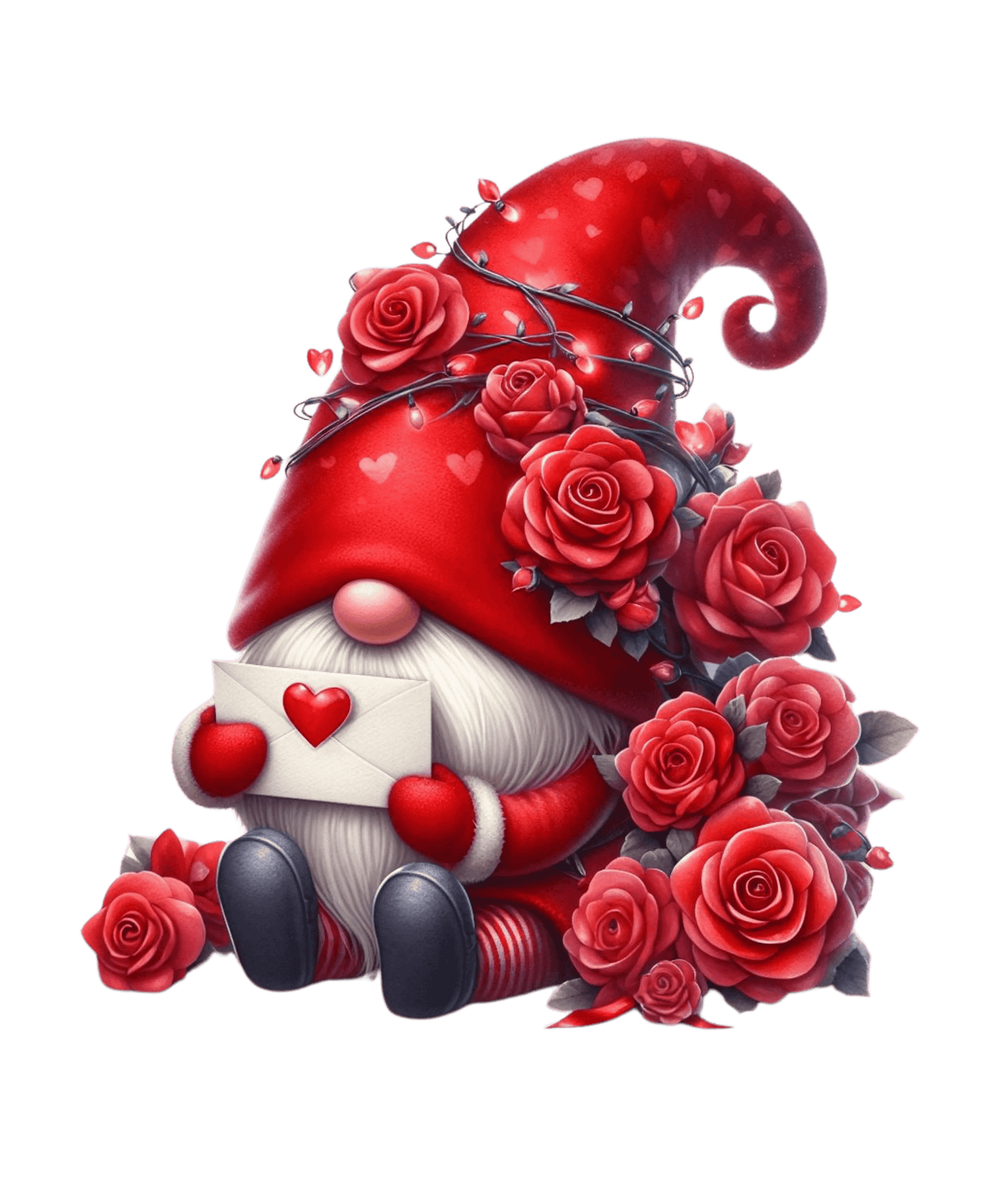 All Rose For You Gnome Valentine's Day Design - DTF Ready To Press - Heat Press Transfer