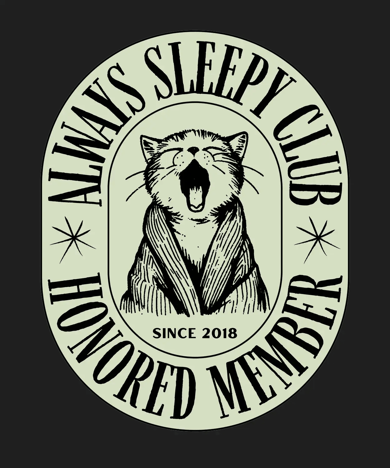 Always Sleepy Club - DTF Ready to Press (black_bg)