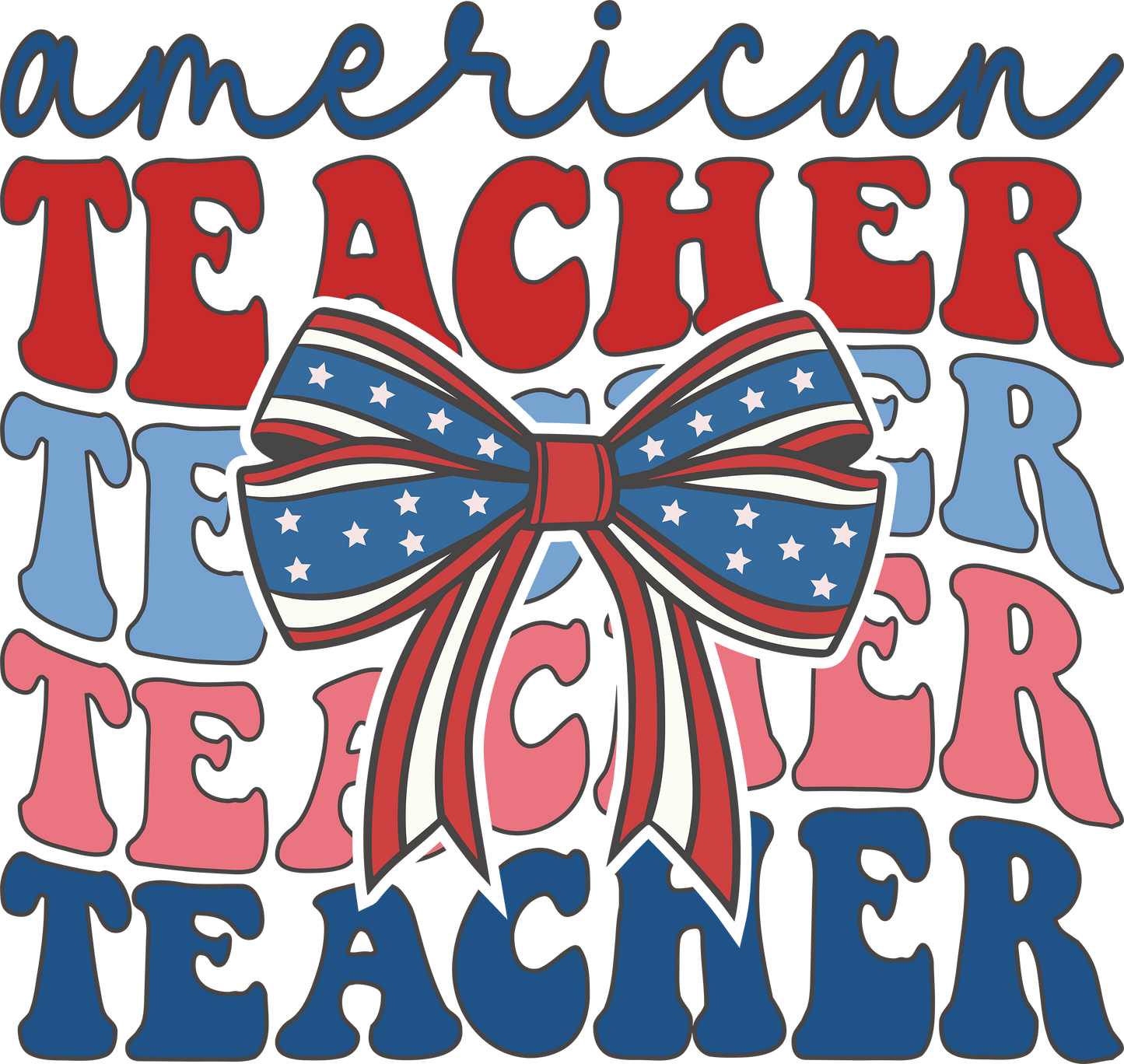 American Teacher Design - DTF Ready To Press - Heat Press Transfer