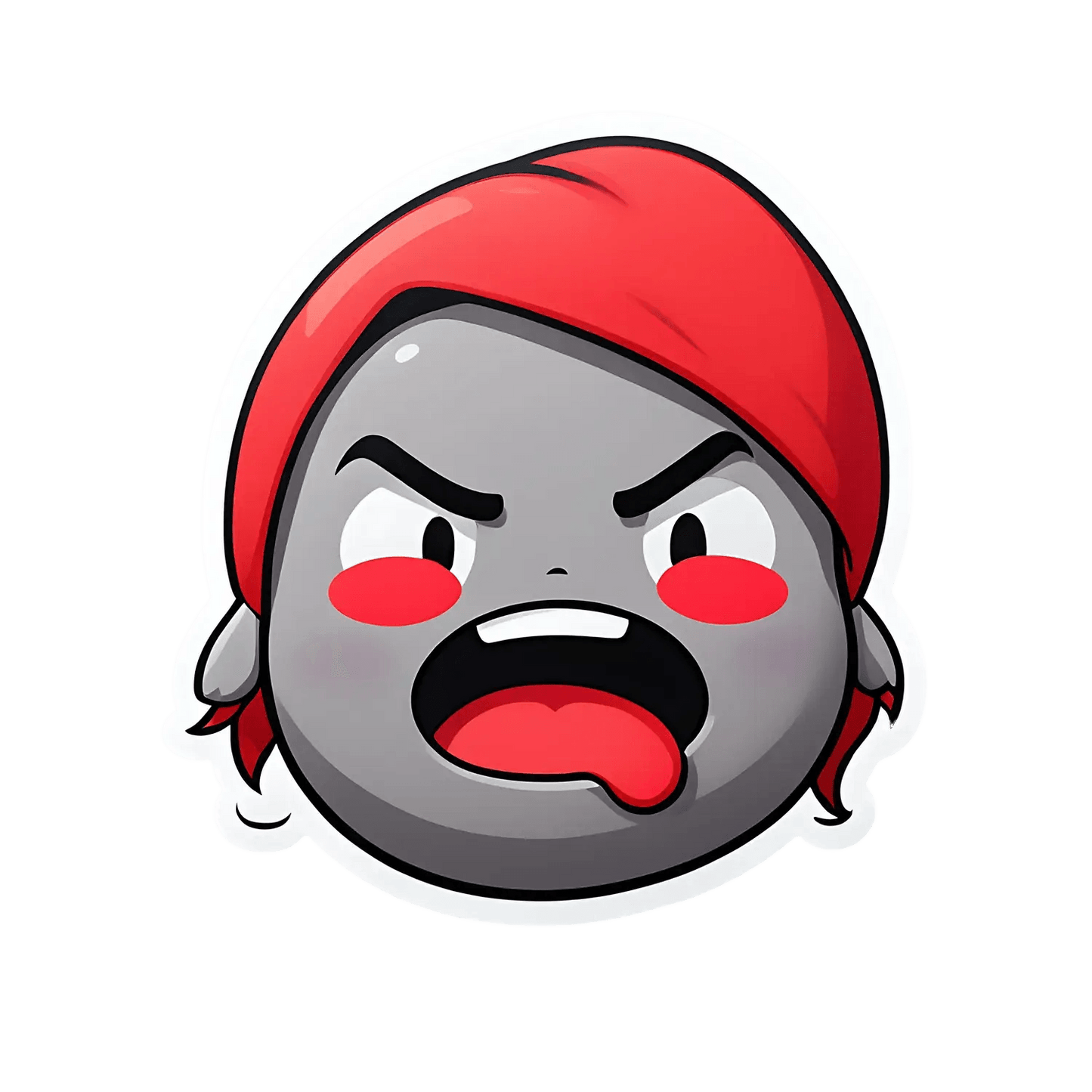 Angry Emoji Face - UV Sticker - Heat Press Transfer