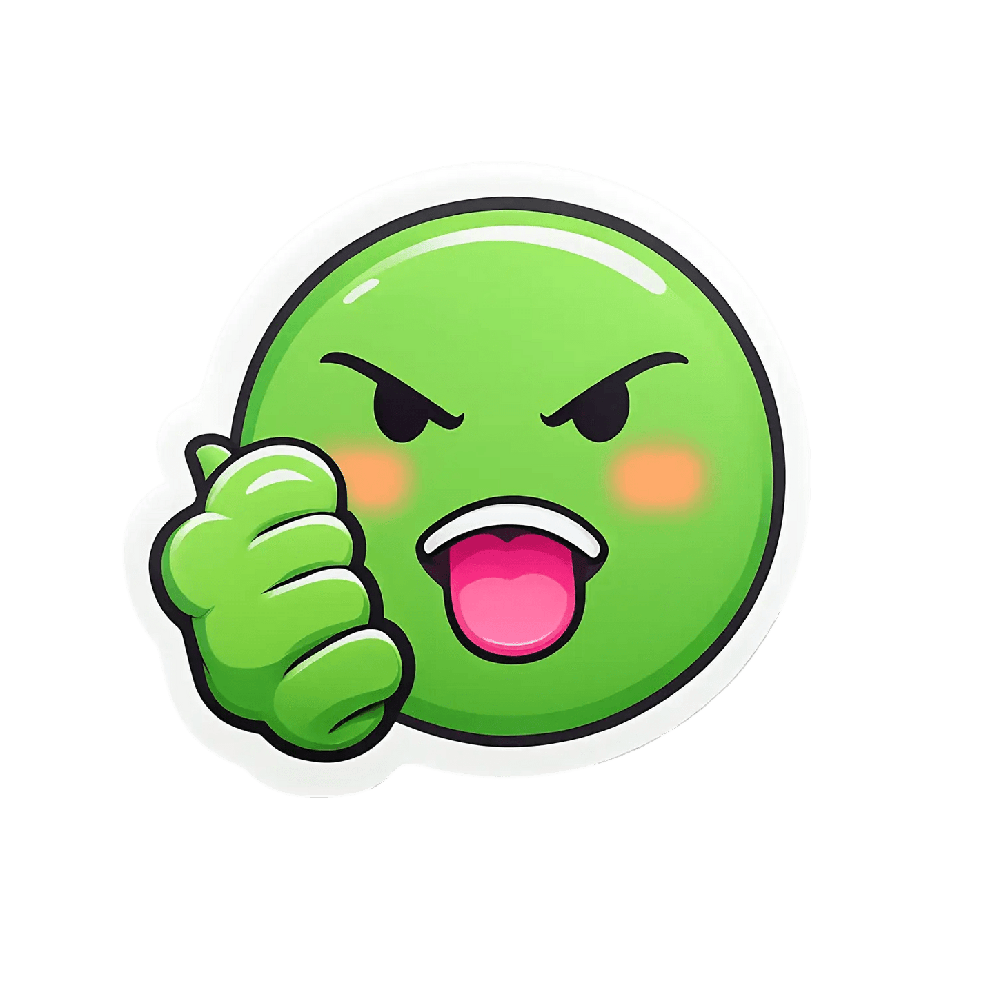 Angry Emoji Sticker - Green UV Design - Heat Press Transfer