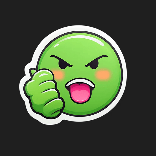 Angry Emoji Sticker - Green UV Design - Heat Press Transfer
