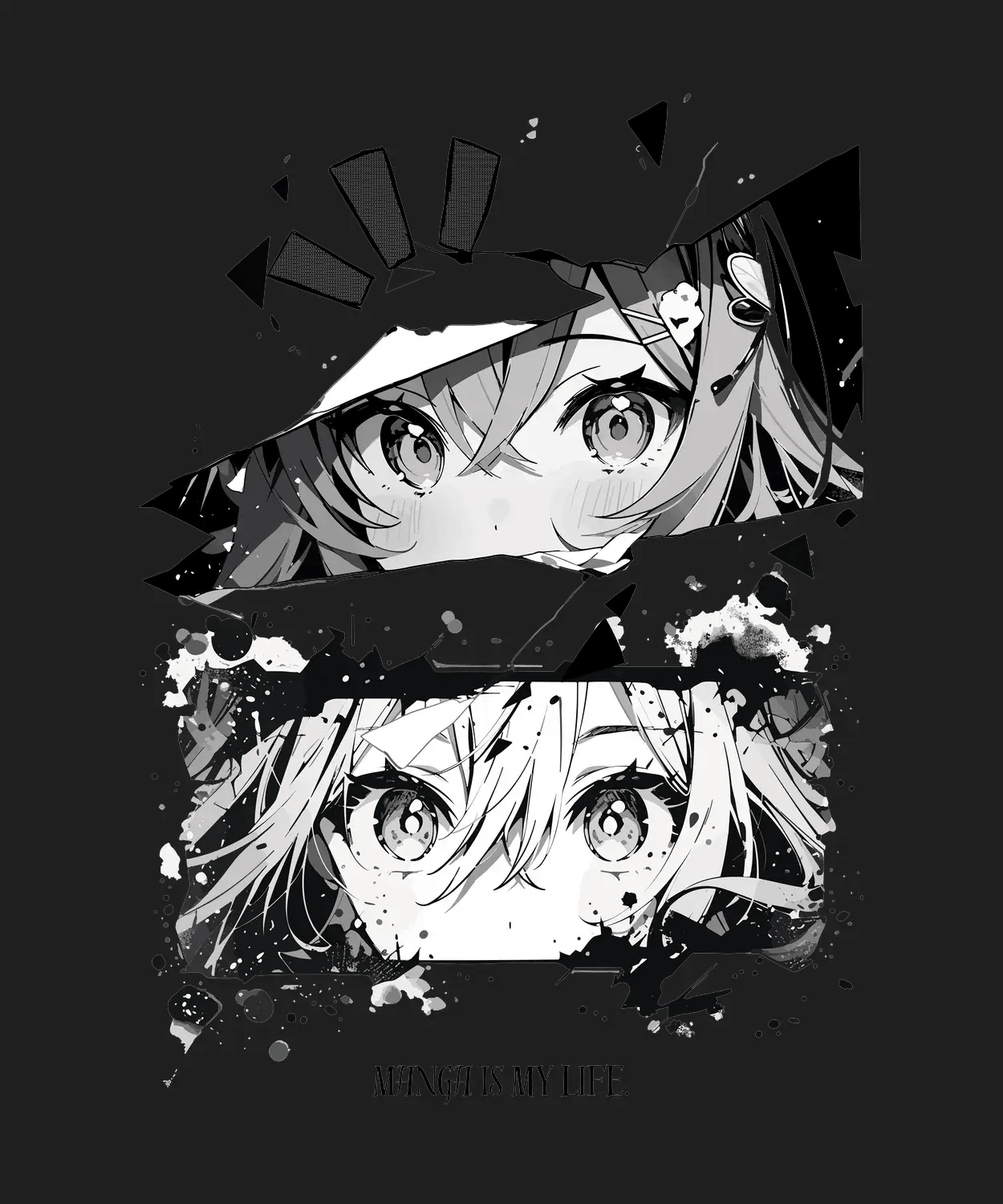 Anime Eyes Art - DTF Ready to Press (black_bg)