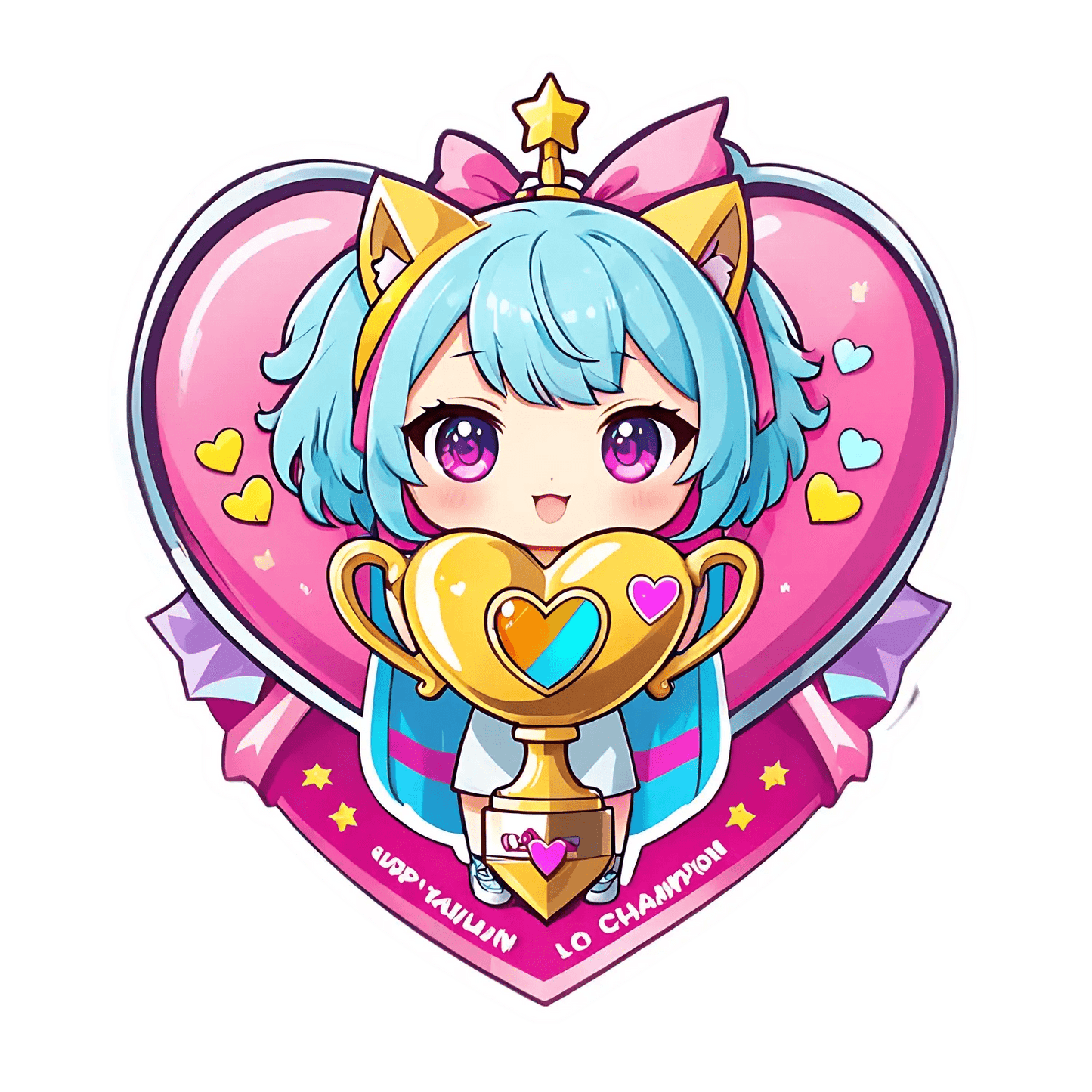 Anime Heart Champion - Cute UV Sticker - Heat Press Transfer