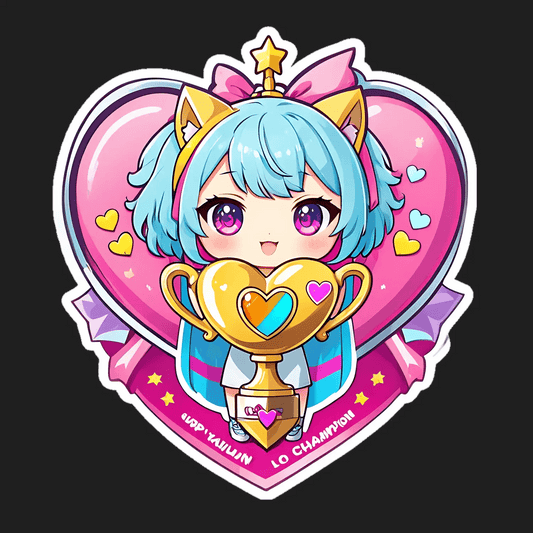 Anime Heart Champion - Cute UV Sticker - Heat Press Transfer