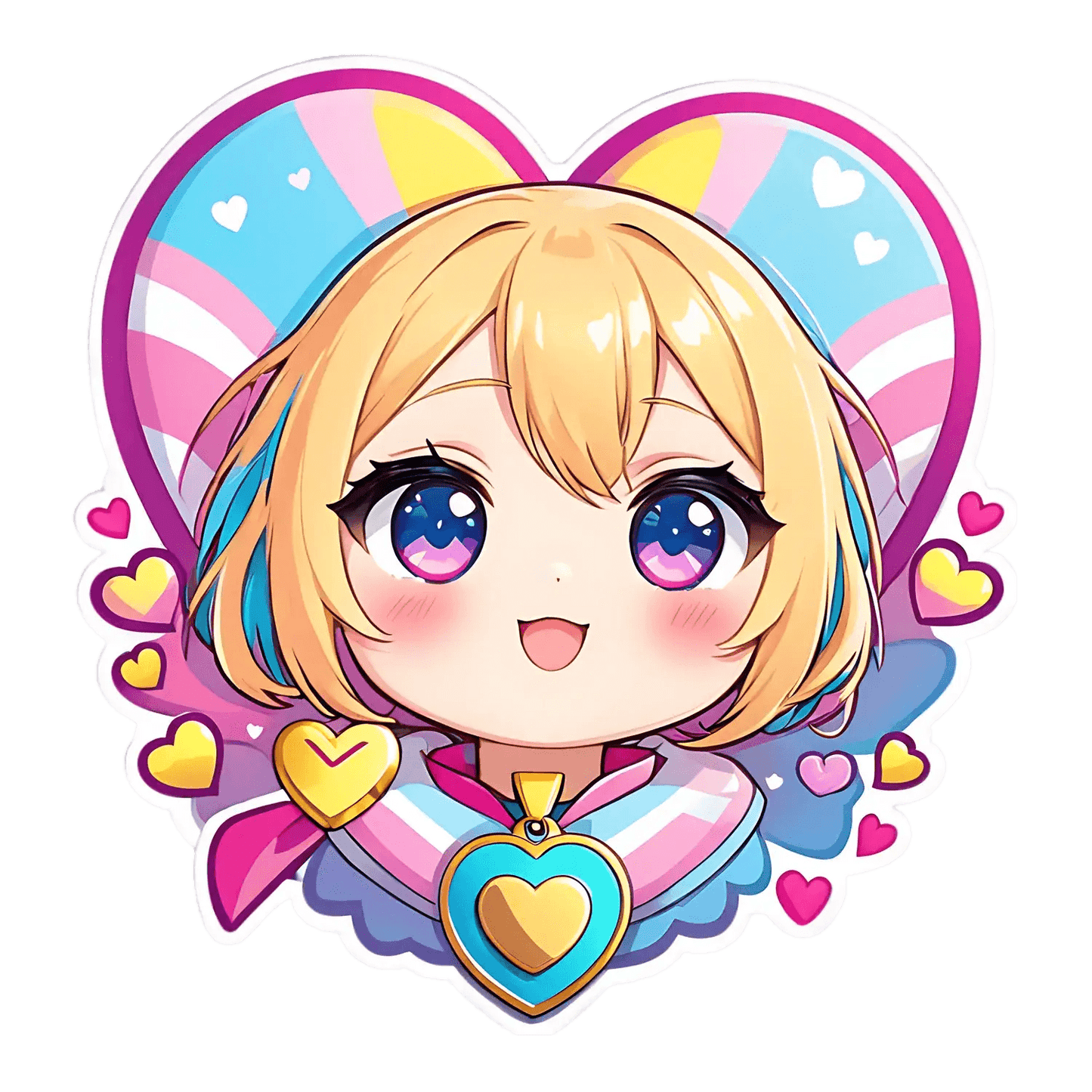Anime Heart Girl - UV DTF Sticker - Heat Press Transfer