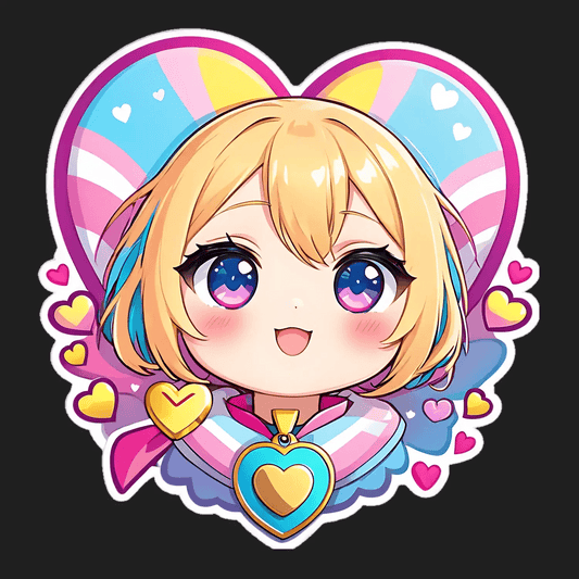 Anime Heart Girl - UV DTF Sticker - Heat Press Transfer