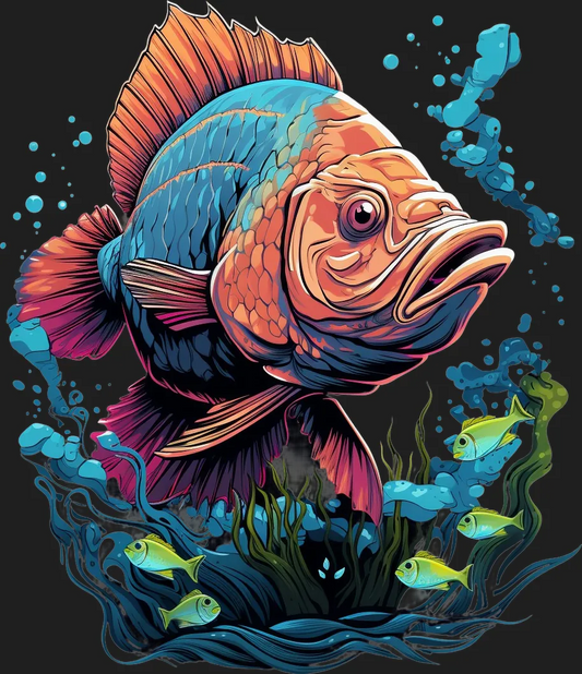 Aquatic Fish Art - DTF Ready to Press - Heat Press Transfer
