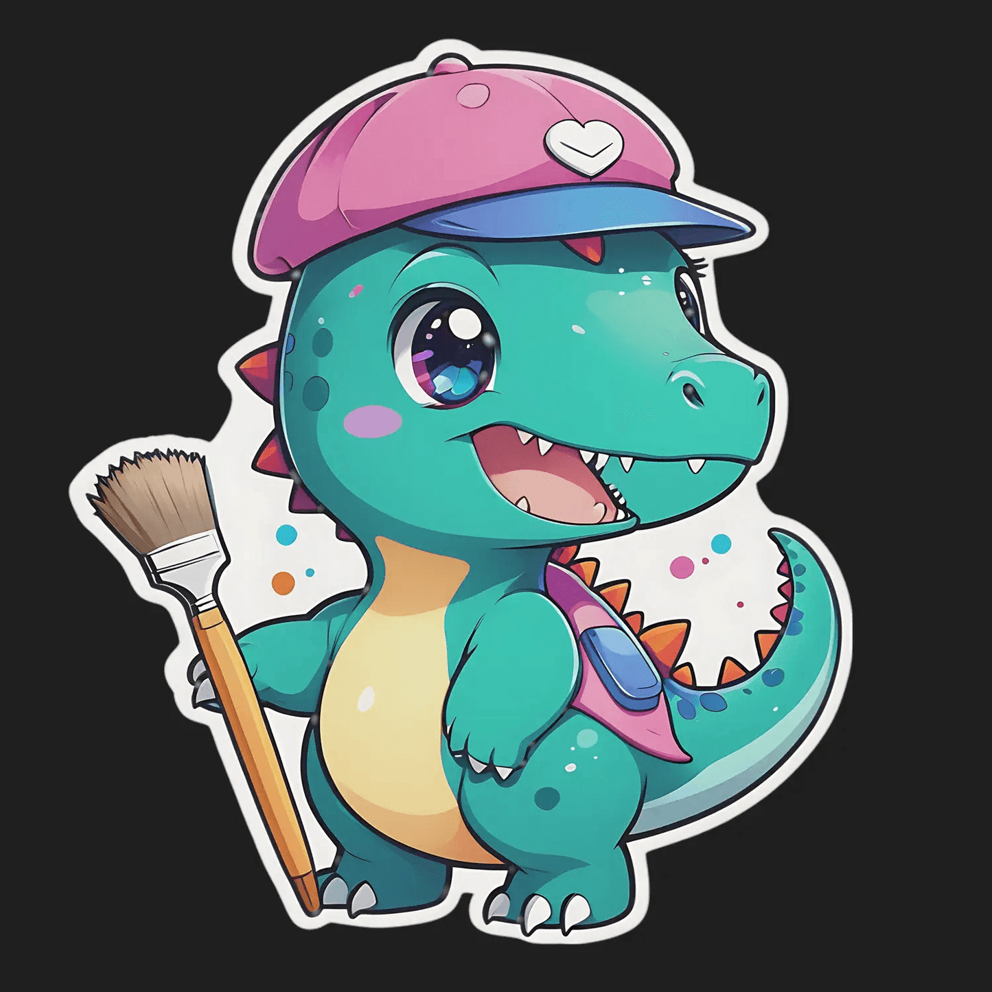 Artist Dinosaur - Sticker for Kids - Heat Press Transfer