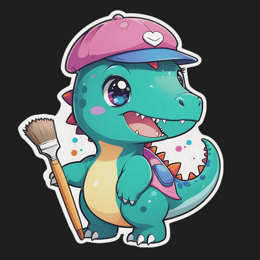 Artist Dinosaur - Sticker for Kids - Heat Press Transfer