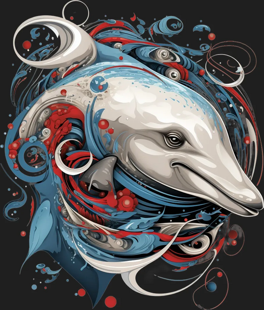 Artistic Dolphin - DTF Ready to Press - Heat Press Transfer