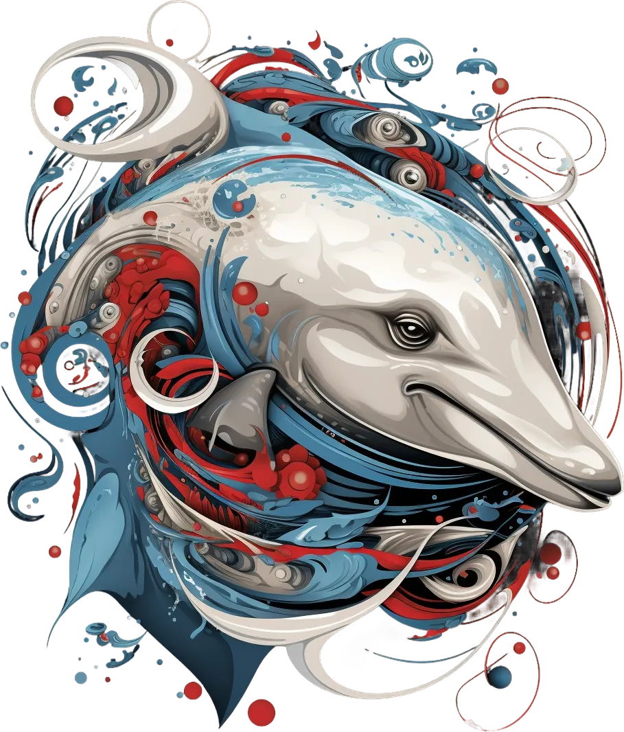 Artistic Dolphin - DTF Ready to Press - Heat Press Transfer