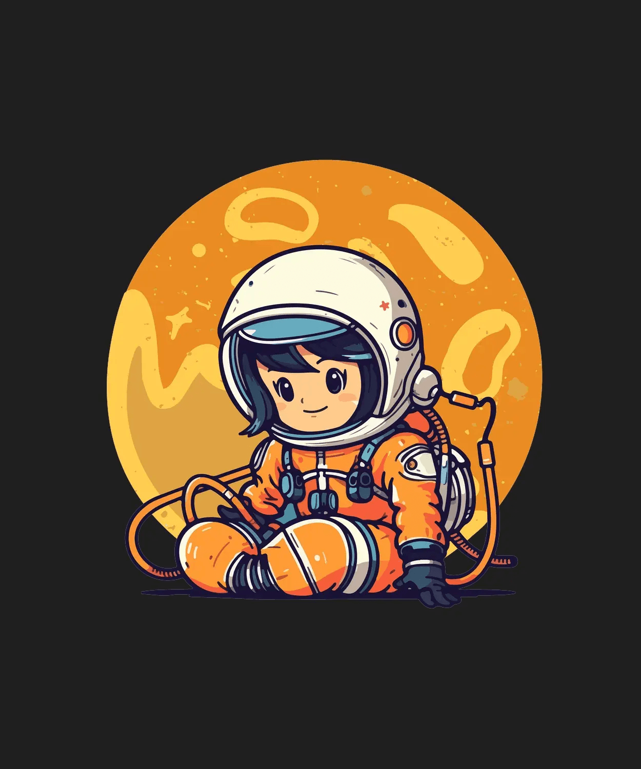Astronaut Kid - DTF Ready to Press (black_bg)