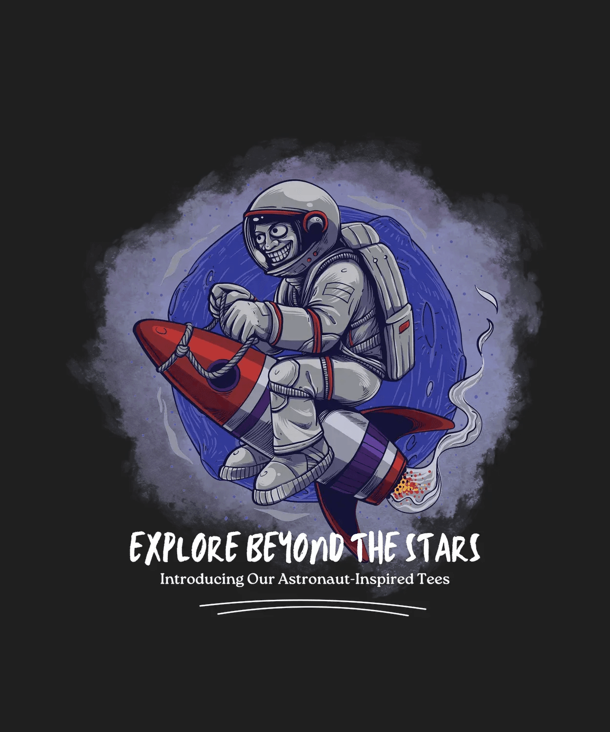 Astronaut Shirt - DTF Ready to Press (black_bg)