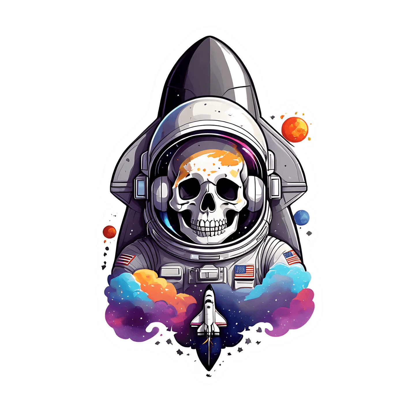 Astronaut Skull Sticker - Cosmic Adventure - Heat Press Transfer