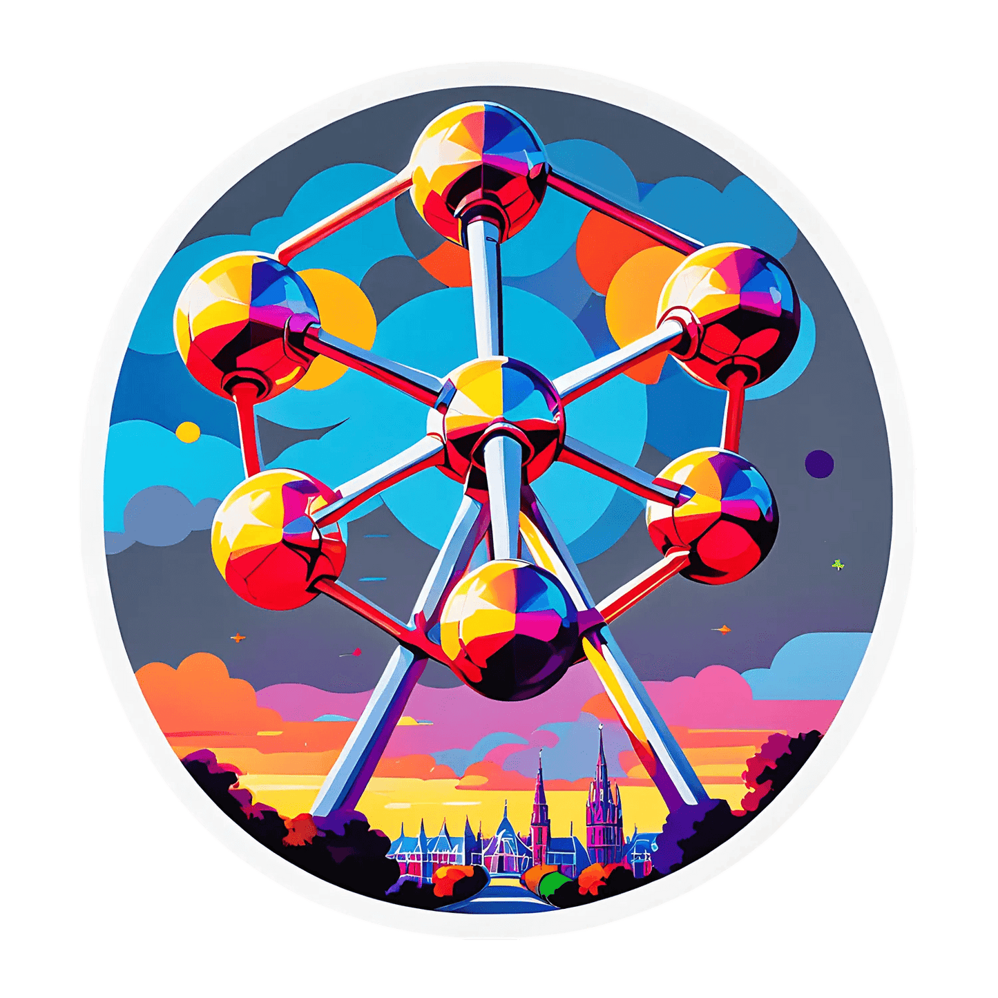 Atom Structure - Colorful Sticker - Heat Press Transfer