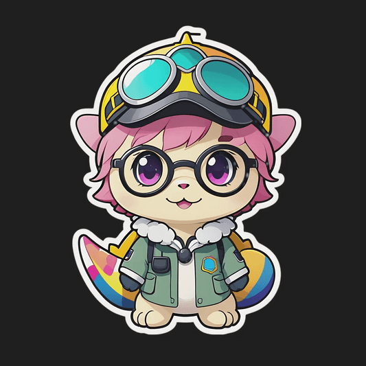 Aviator Cat - Cute Pilot Sticker - Heat Press Transfer