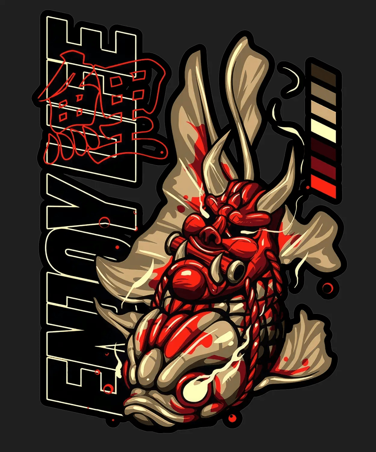 BBQ Dragon - DTF Ready to Press (black_bg)