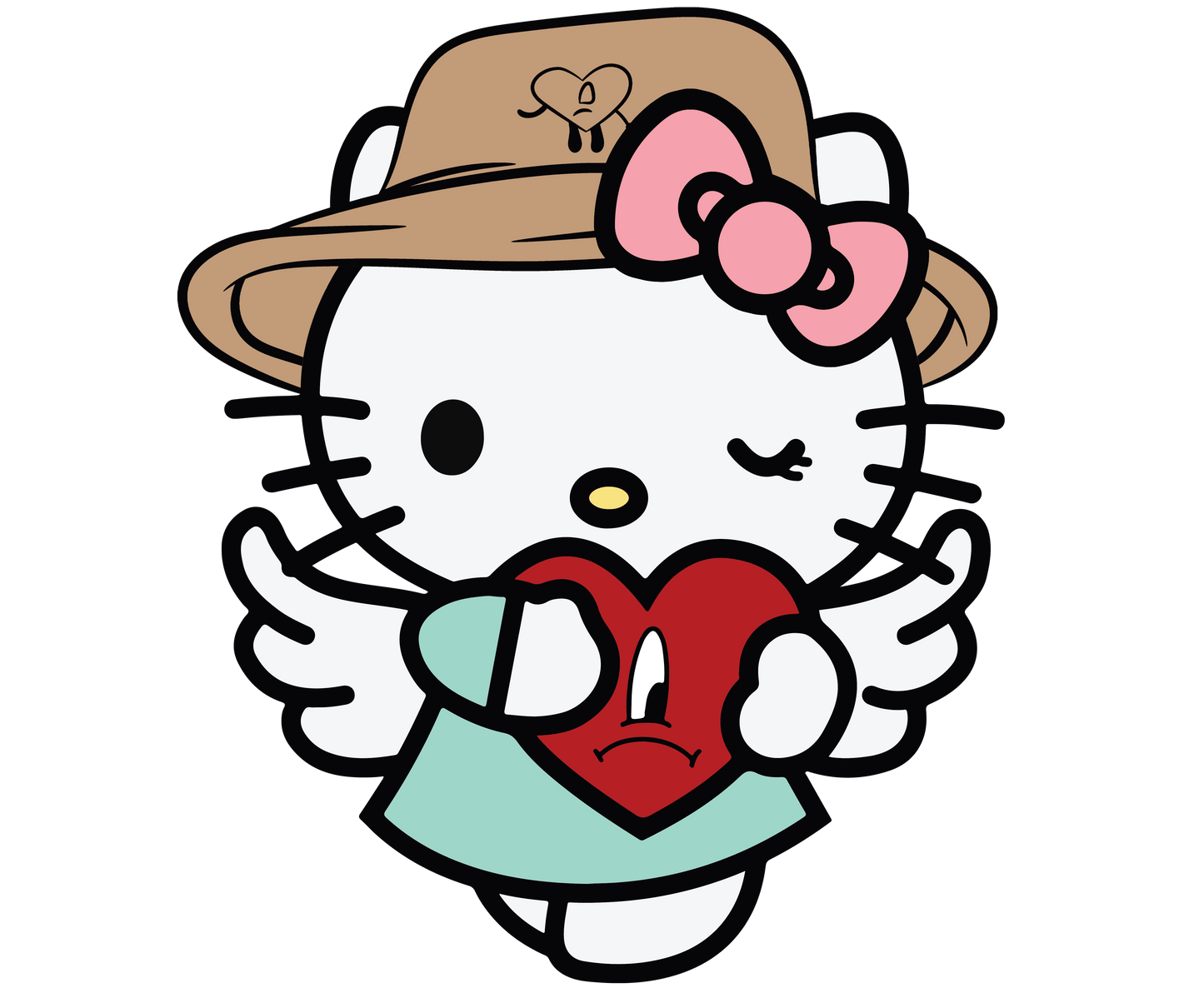 Bad Bunny And Hello Kitty Hug Me Valentine's Day Design - DTF Ready To Press - Heat Press Transfer