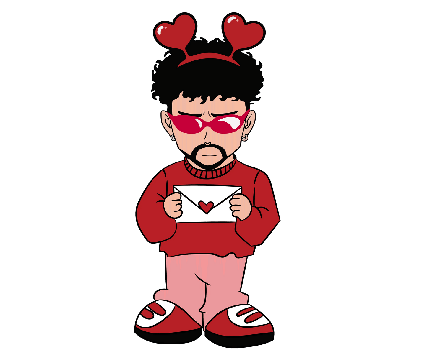 Bad Bunny Letter Valentine's Day Design - DTF Ready To Press - Heat Press Transfer