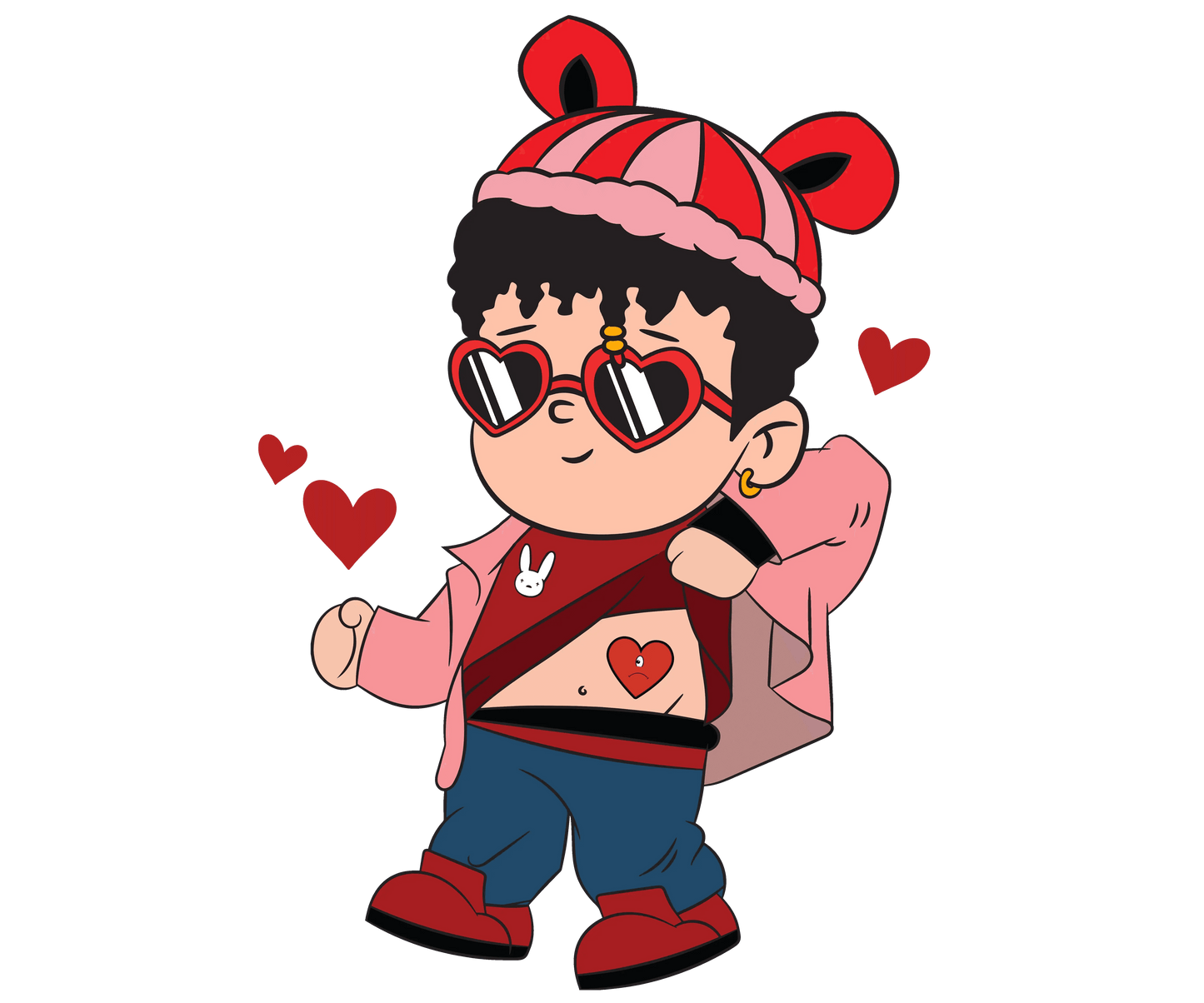 Bad Bunny My Heart For You Valentine's Day Design - DTF Ready To Press - Heat Press Transfer