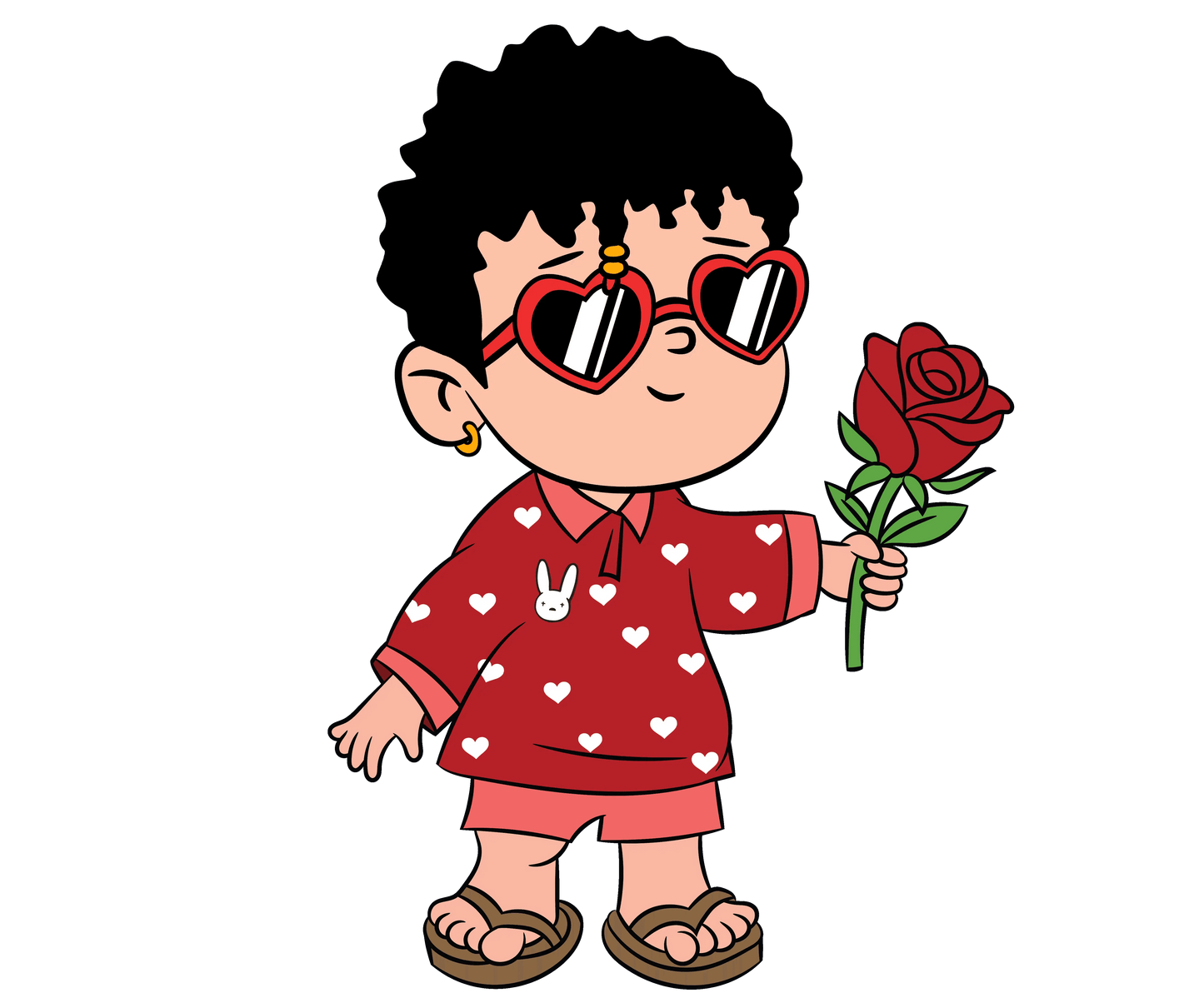 Bad Bunny Rose For You Valentine's Day Design - DTF Ready To Press - Heat Press Transfer