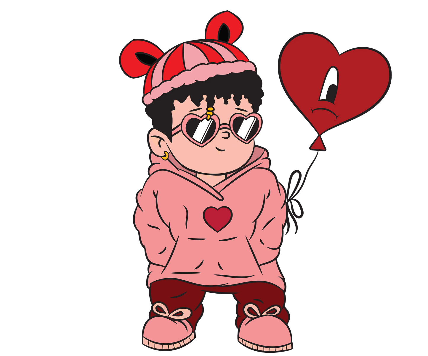 Bad Bunny Valentine's Day Heart Design - DTF Ready To Press - Heat Press Transfer