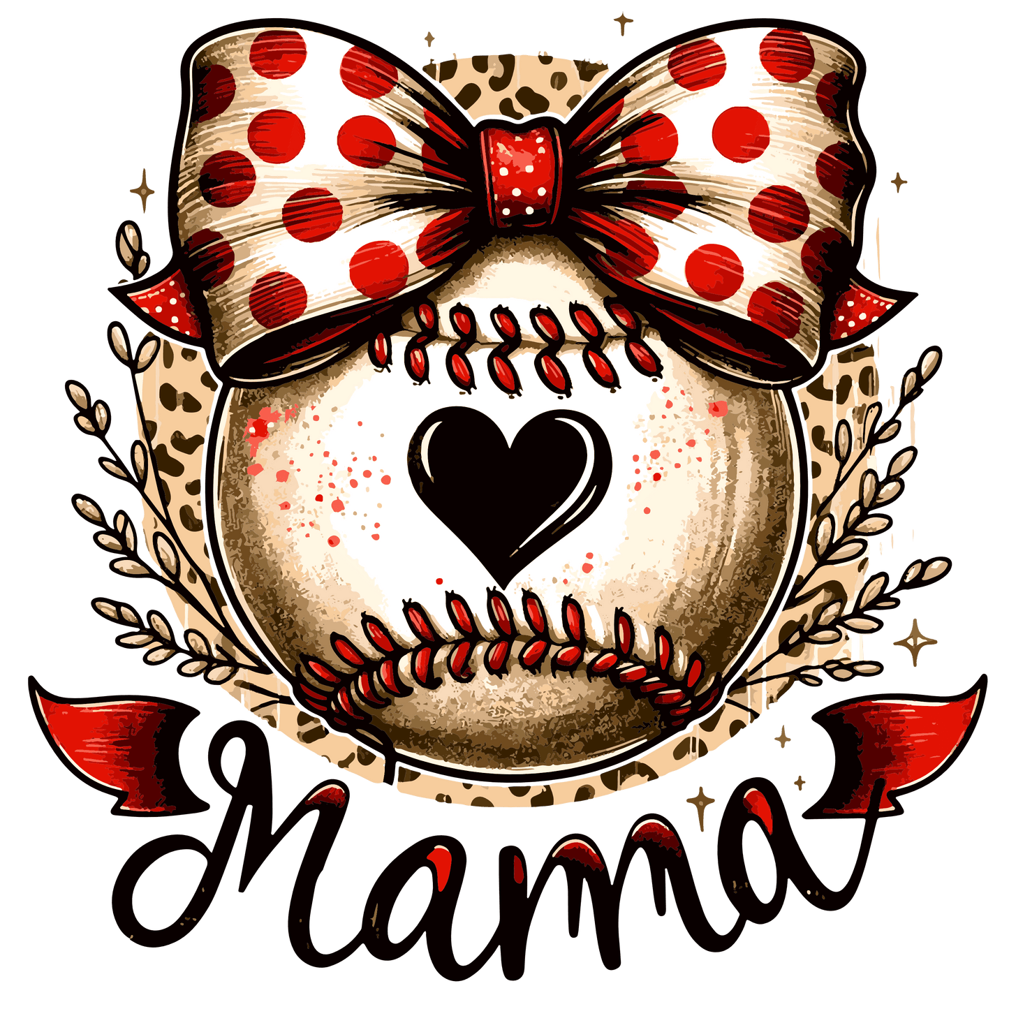 Baseball Mama Design - DTF Ready To Press - Heat Press Transfer