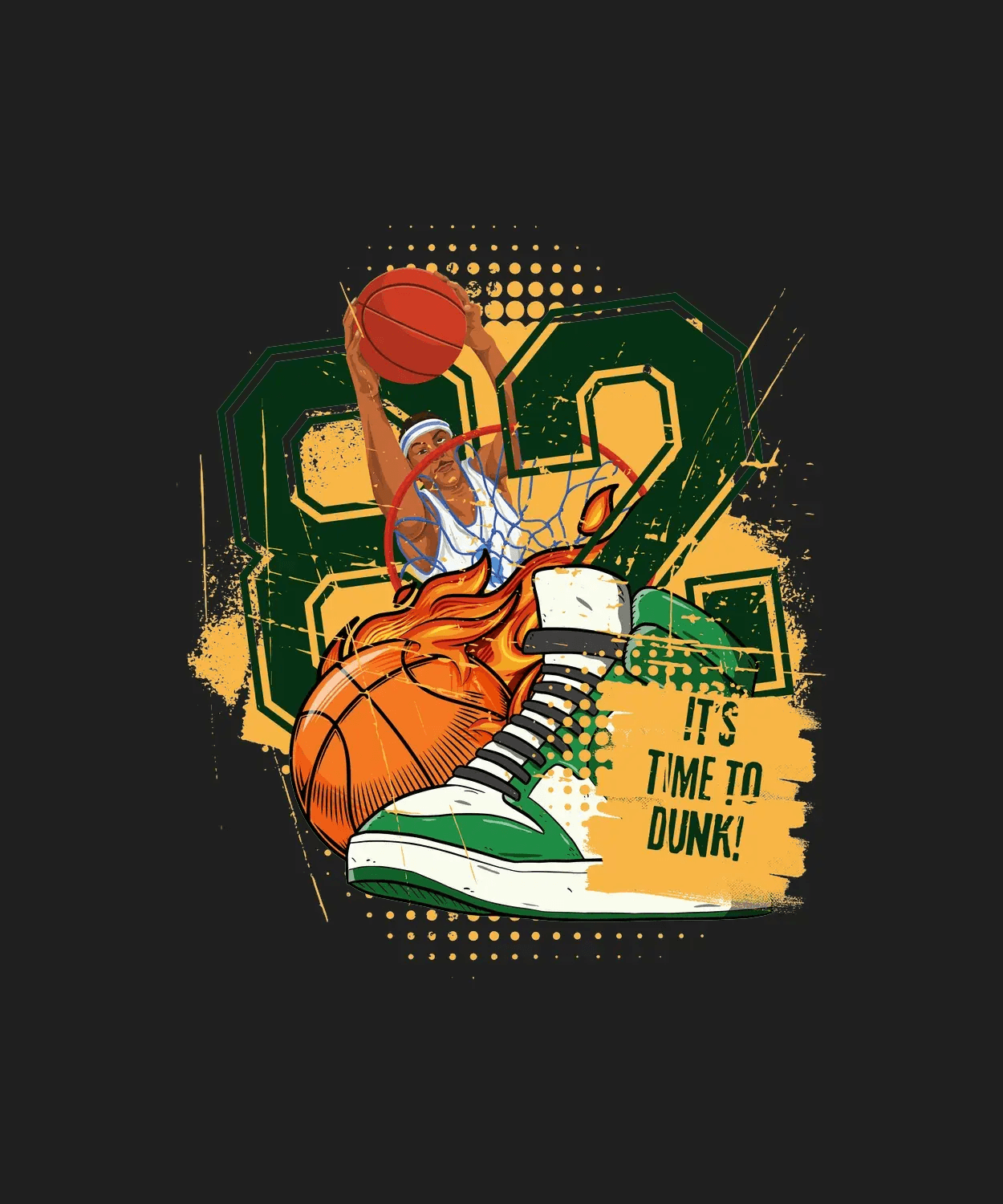 Basketball Dunk - DTF Ready to Press (black_bg)