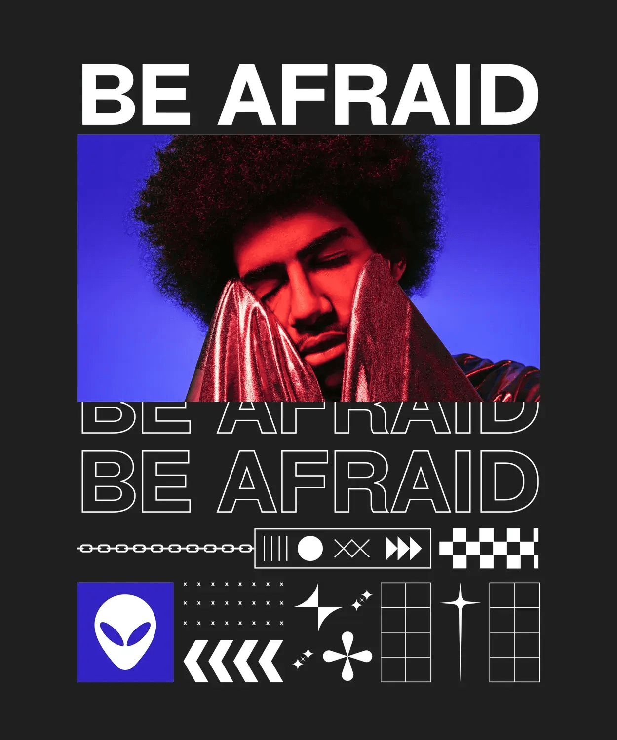 Be Afraid Motif - DTF Ready to Press - Heat Press Transfer